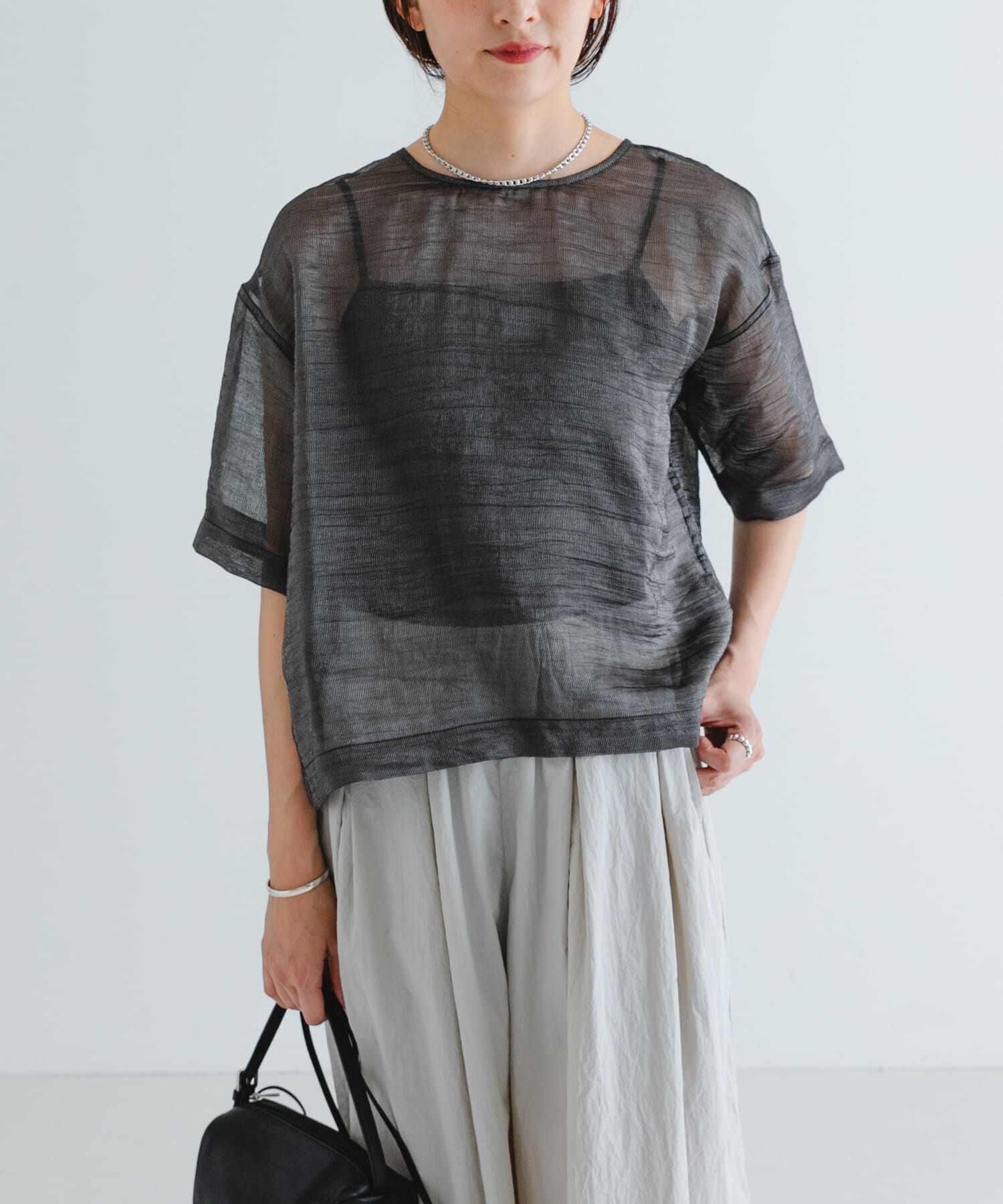 URBAN RESEARCH「シルクブレンドシアーブラウス」|シャツ・ブラウス|ブラック