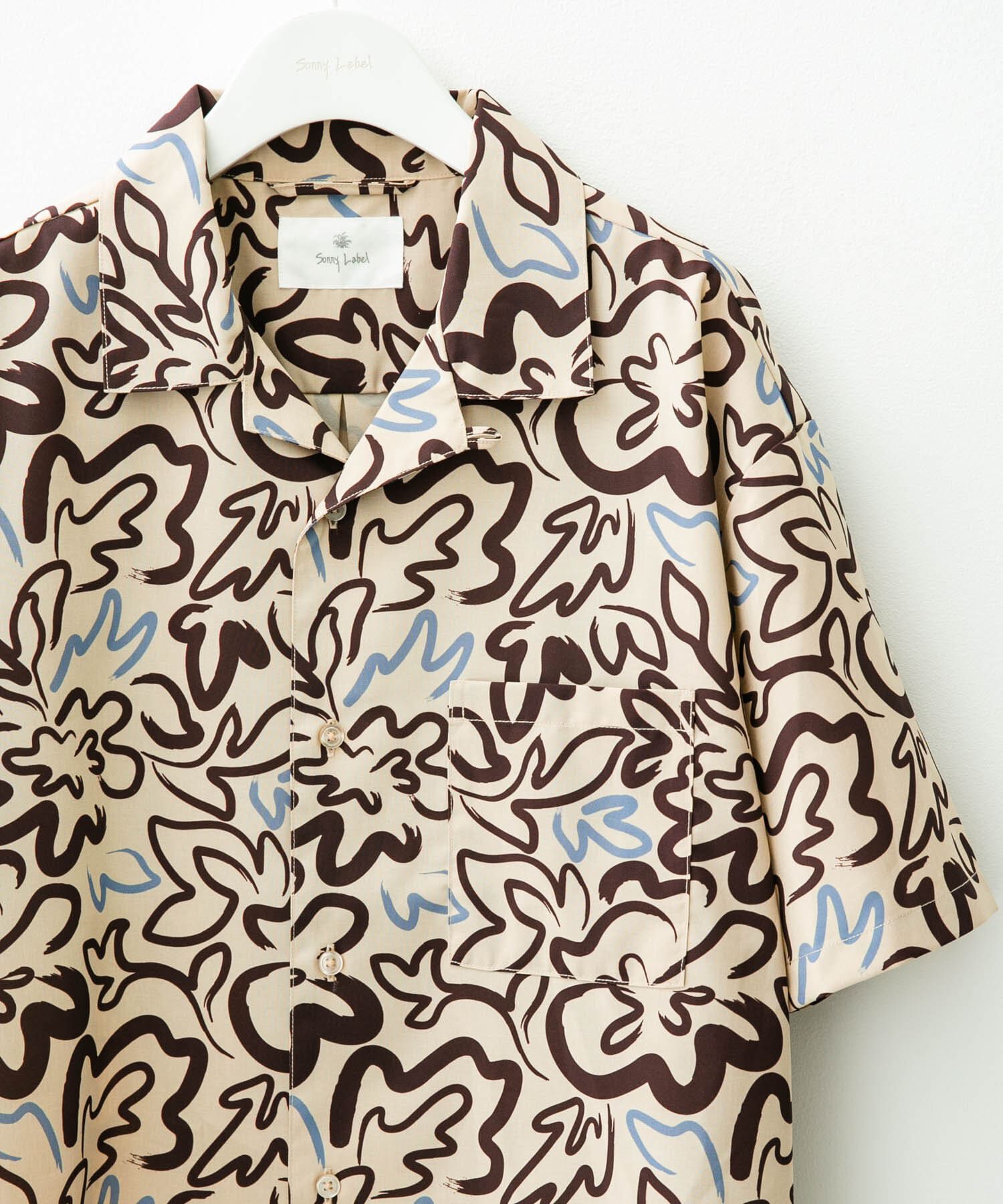 Sonny Label 「『接触冷感』『イージーケア』総柄プリントショートスリーブシャツ」|シャツ・ブラウス|ベージュ