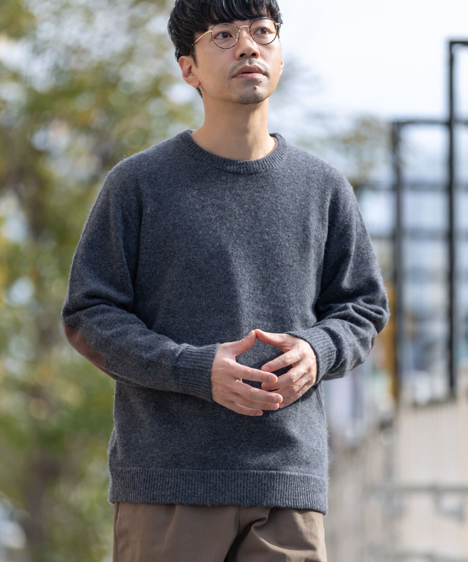 URBAN RESEARCH ROSSO「『XLサイズあり』ハミルトンラムズウールエルボーパッチニット」|ニット・セーター|