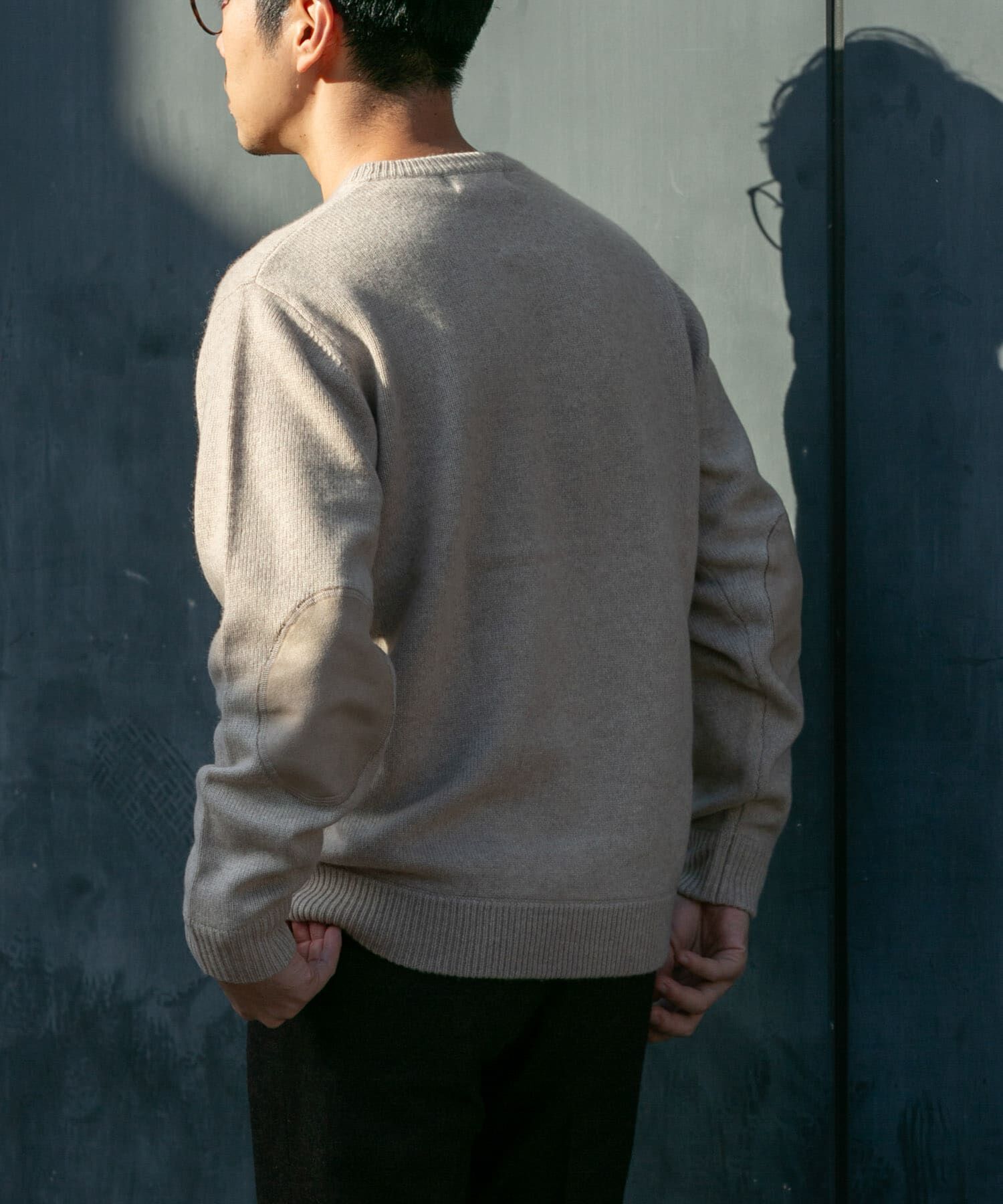 URBAN RESEARCH ROSSO「『XLサイズあり』ハミルトンラムズウールエルボーパッチニット」|ニット・セーター|