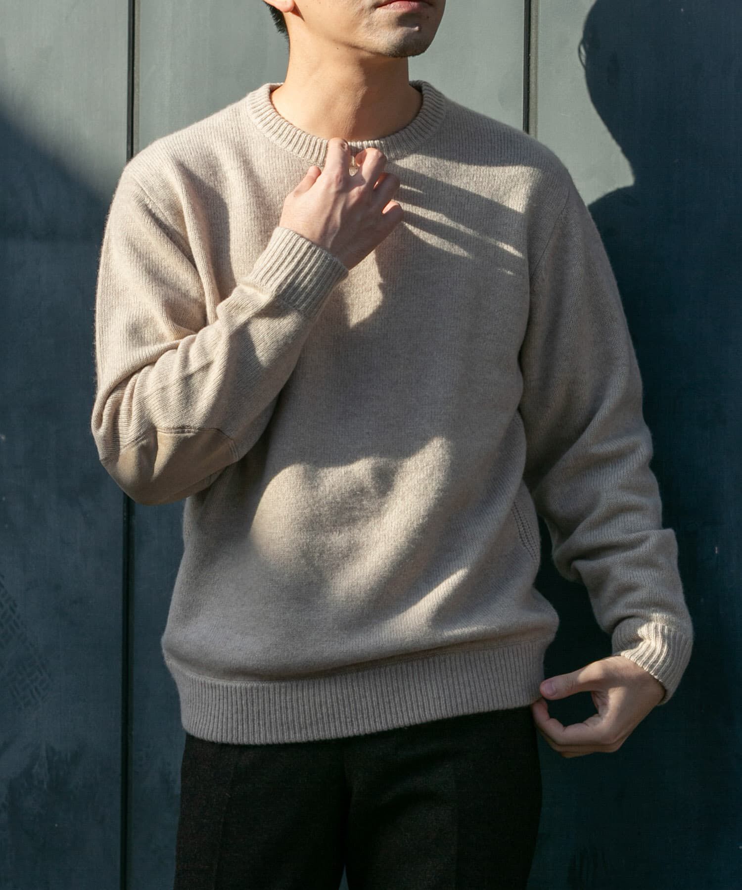 URBAN RESEARCH ROSSO「『XLサイズあり』ハミルトンラムズウールエルボーパッチニット」|ニット・セーター|