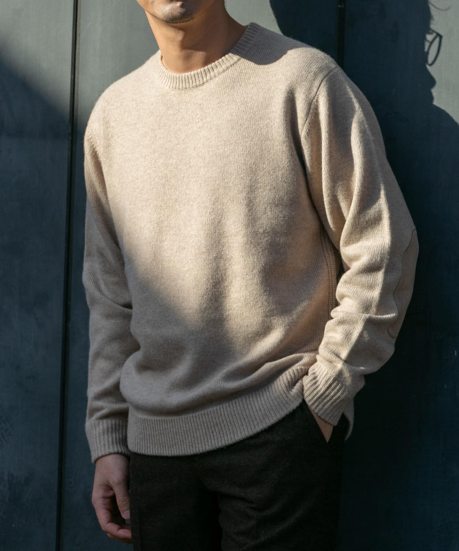 URBAN RESEARCH ROSSO「『XLサイズあり』ハミルトンラムズウールエルボーパッチニット」|ニット・セーター|