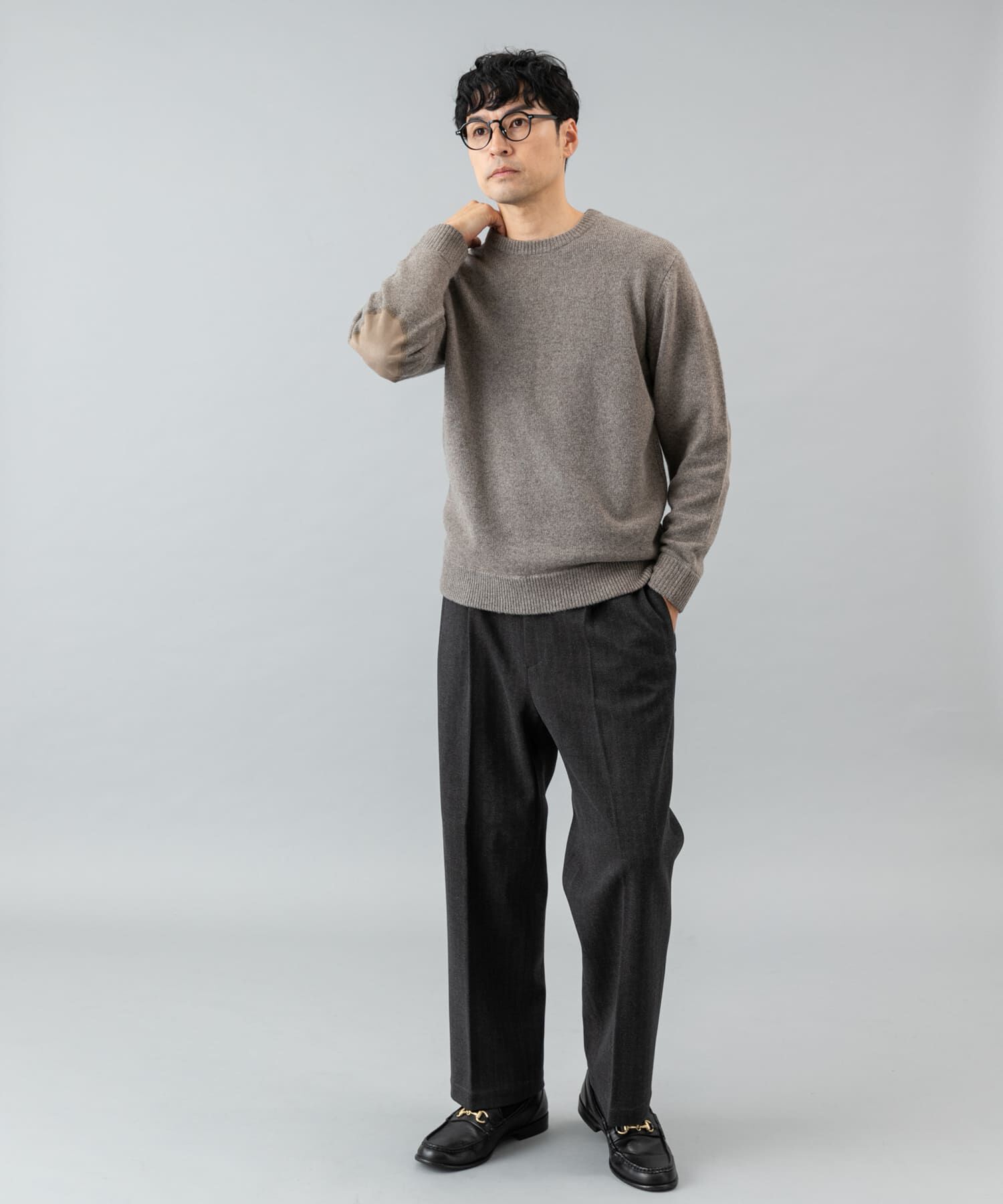 URBAN RESEARCH ROSSO「『XLサイズあり』ハミルトンラムズウールエルボーパッチニット」|ニット・セーター|