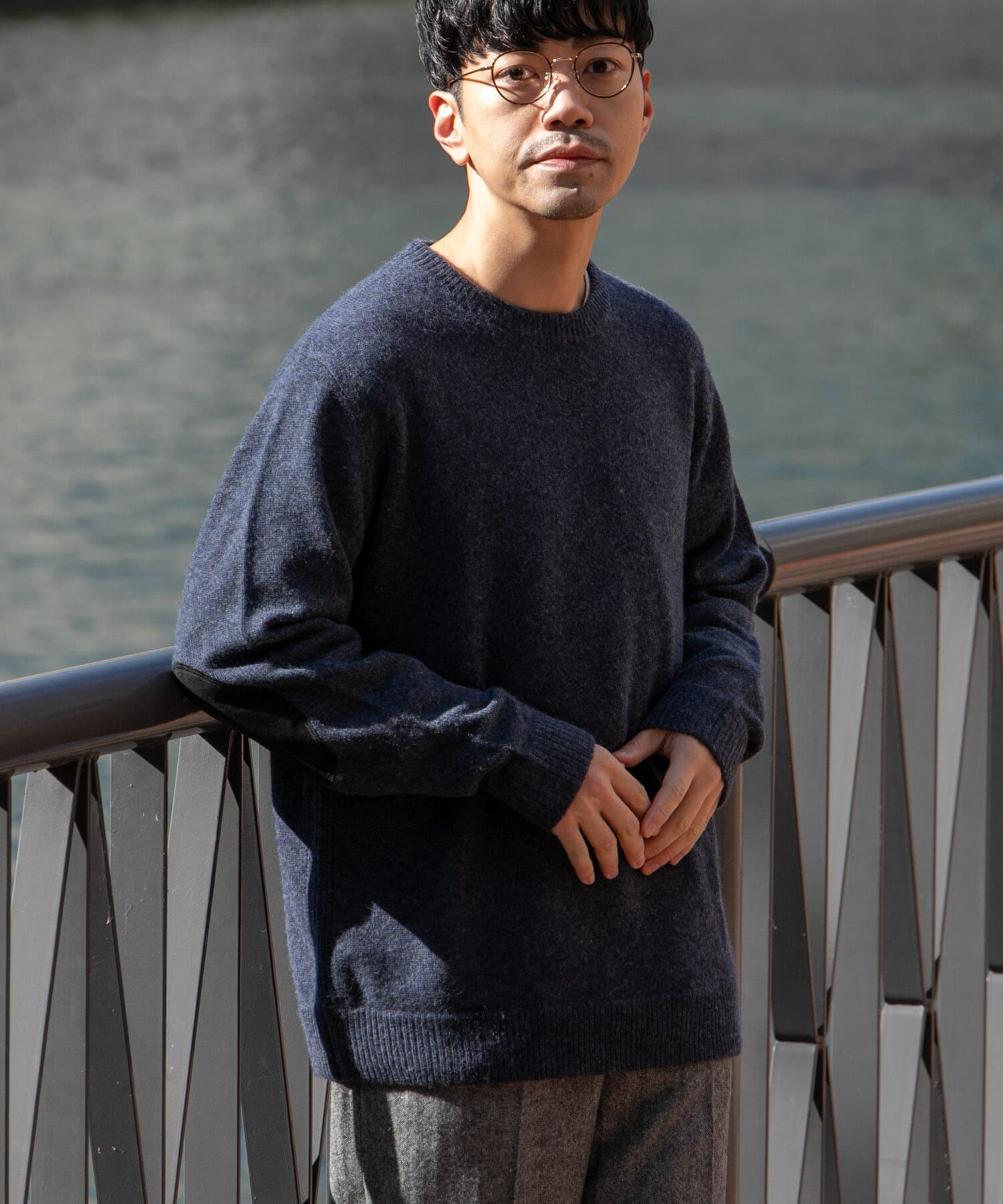 URBAN RESEARCH ROSSO「『XLサイズあり』ハミルトンラムズウールエルボーパッチニット」|ニット・セーター|