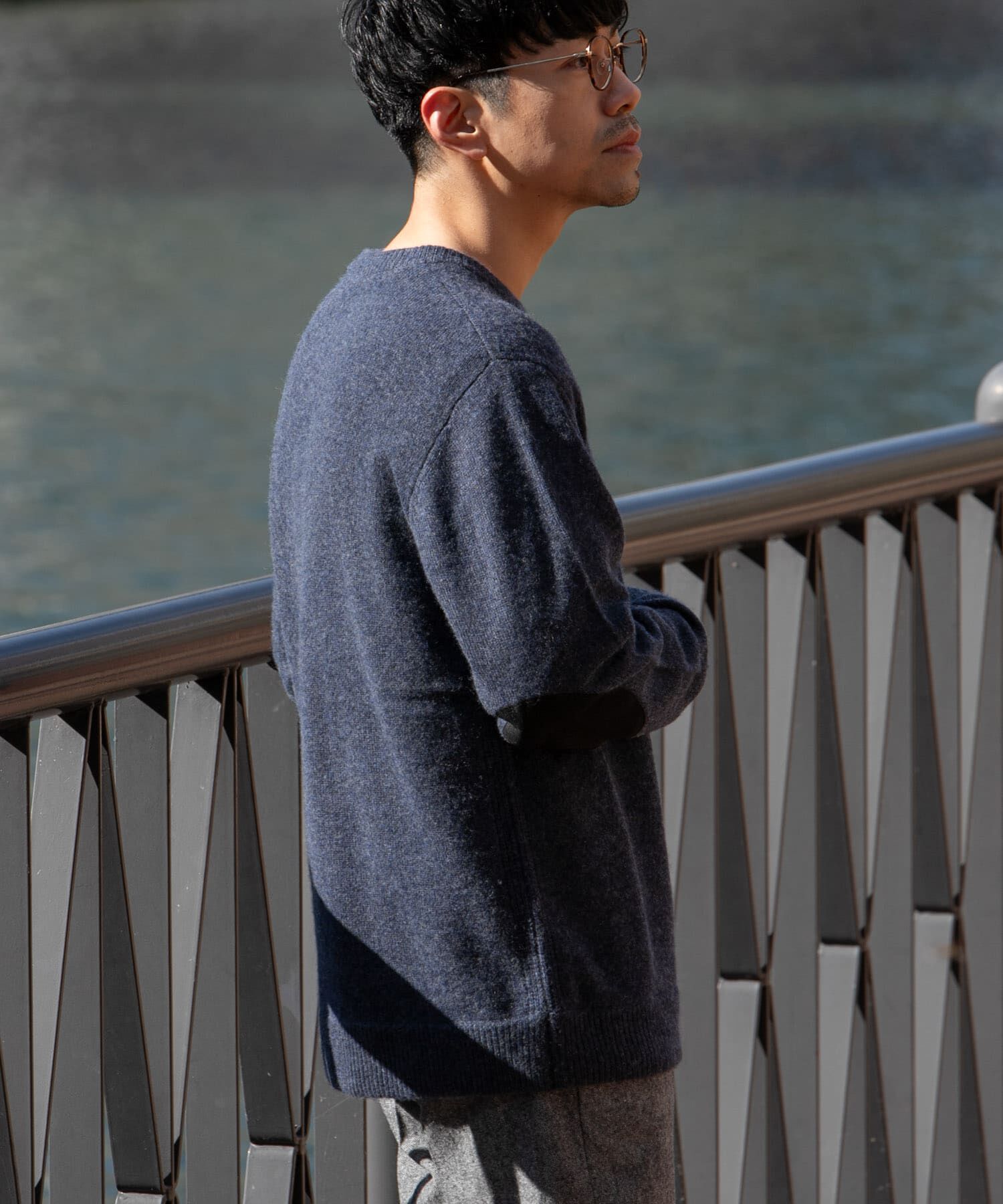 URBAN RESEARCH ROSSO「『XLサイズあり』ハミルトンラムズウールエルボーパッチニット」|ニット・セーター|