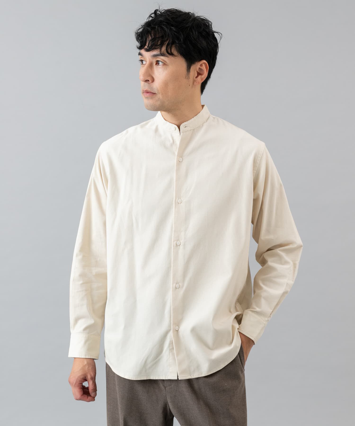 URBAN RESEARCH ROSSO「アーバンリラックスコーデュロイバンドシャツ」|シャツ・ブラウス|