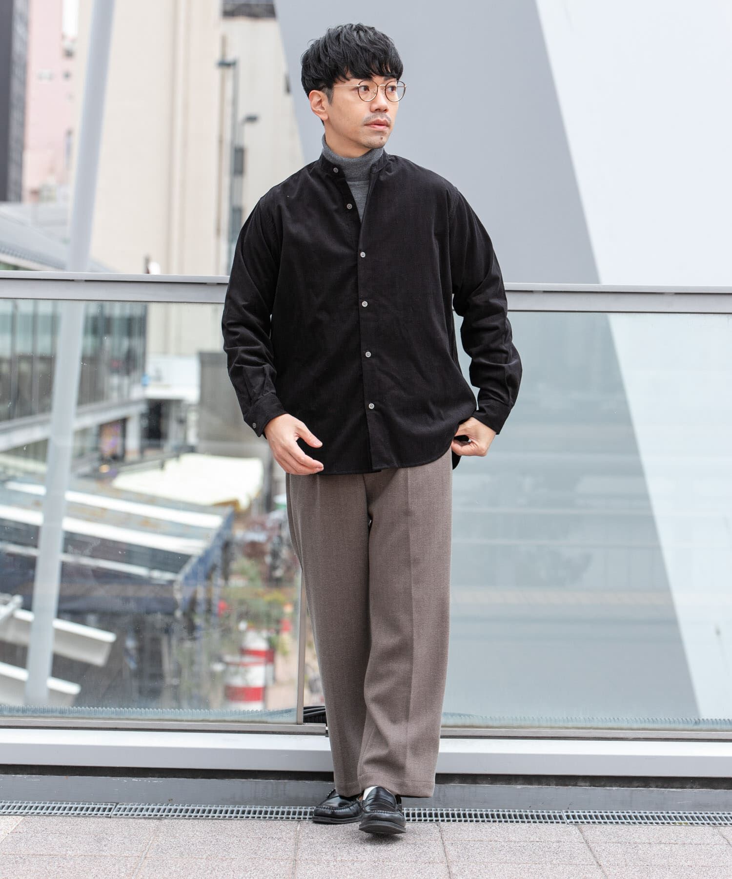 URBAN RESEARCH ROSSO「アーバンリラックスコーデュロイバンドシャツ」|シャツ・ブラウス|