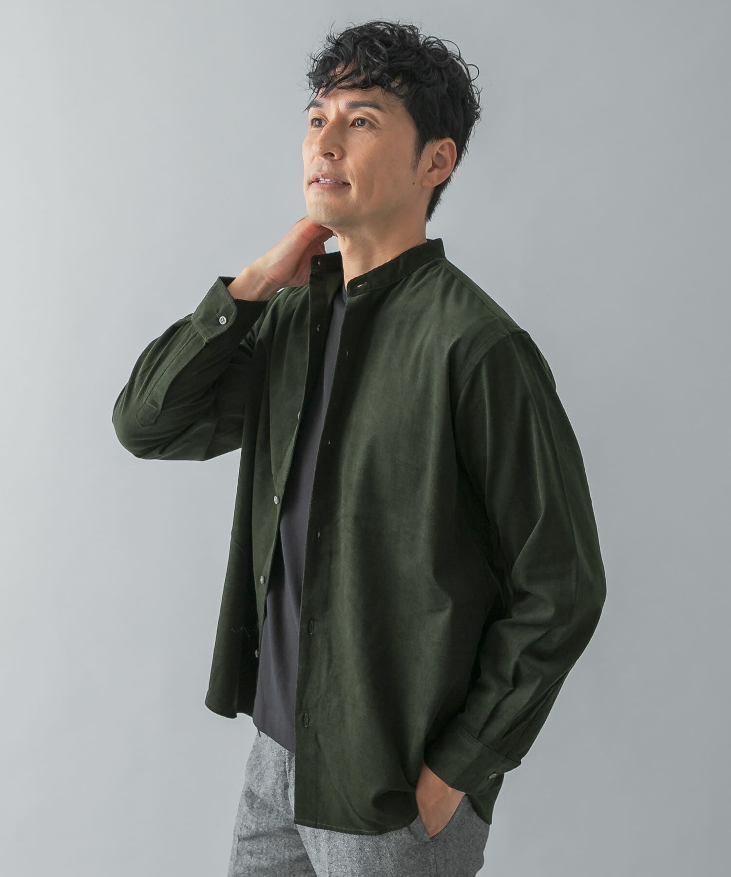 URBAN RESEARCH ROSSO「アーバンリラックスコーデュロイバンドシャツ」|シャツ・ブラウス|