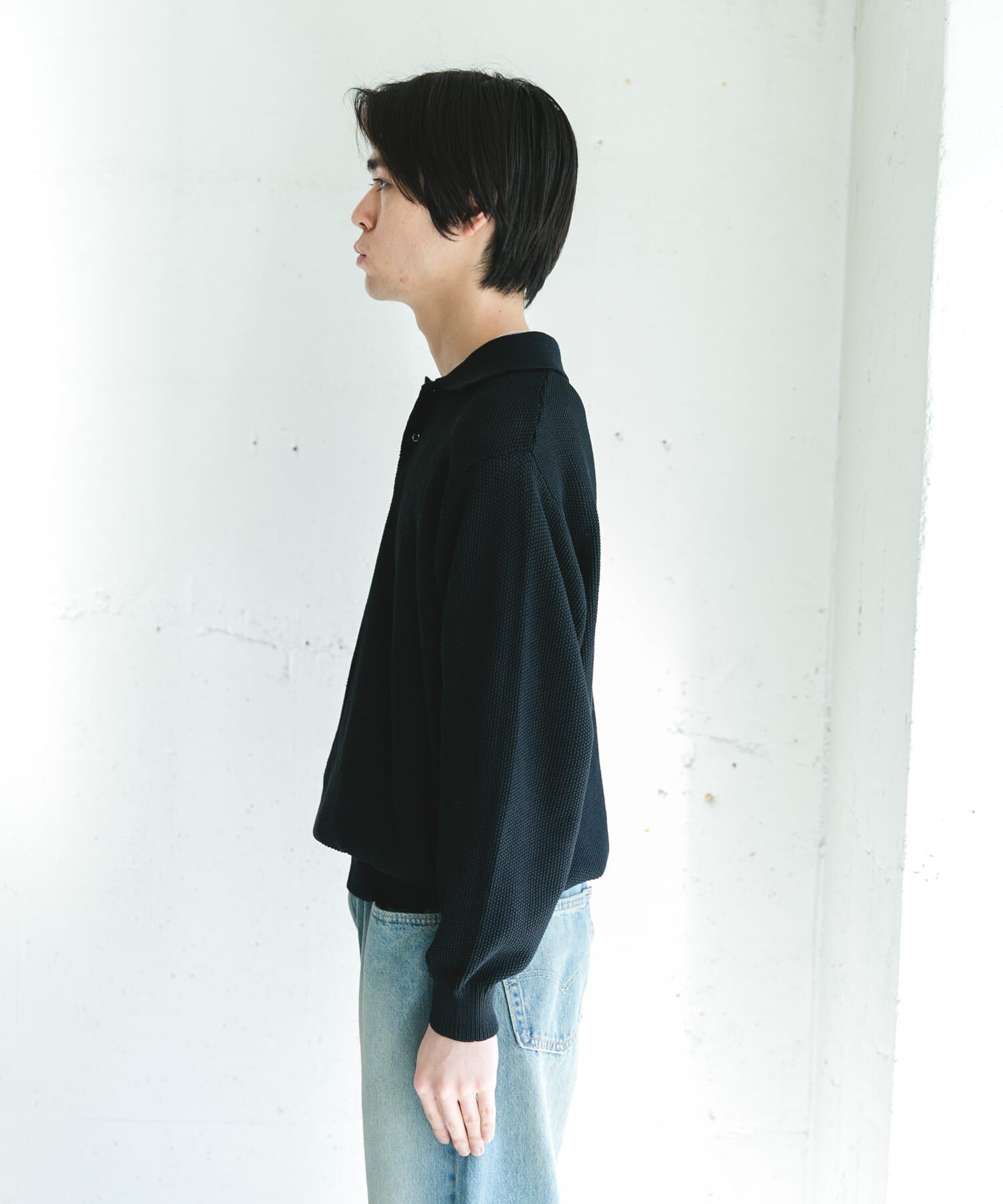 URBAN RESEARCH DOORS「『吸水速乾/防ｼﾜ/ｲｰｼﾞｰｹｱ/UVｶｯﾄ』DRYMIX ｶﾉｺﾛﾝｸﾞｽﾘｰ 」|ニット・セーター|