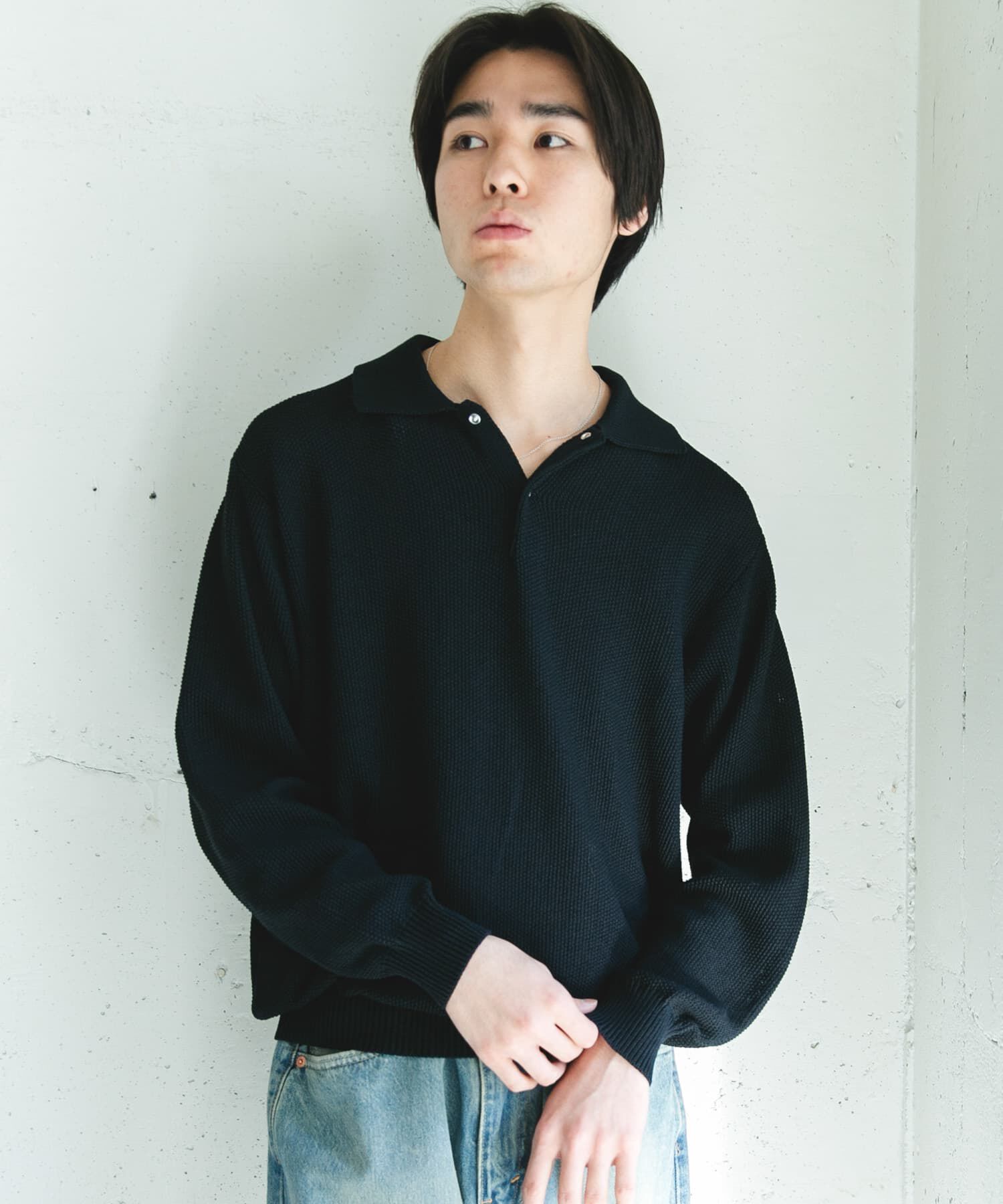 URBAN RESEARCH DOORS「『吸水速乾/防ｼﾜ/ｲｰｼﾞｰｹｱ/UVｶｯﾄ』DRYMIX ｶﾉｺﾛﾝｸﾞｽﾘｰ 」|ニット・セーター|