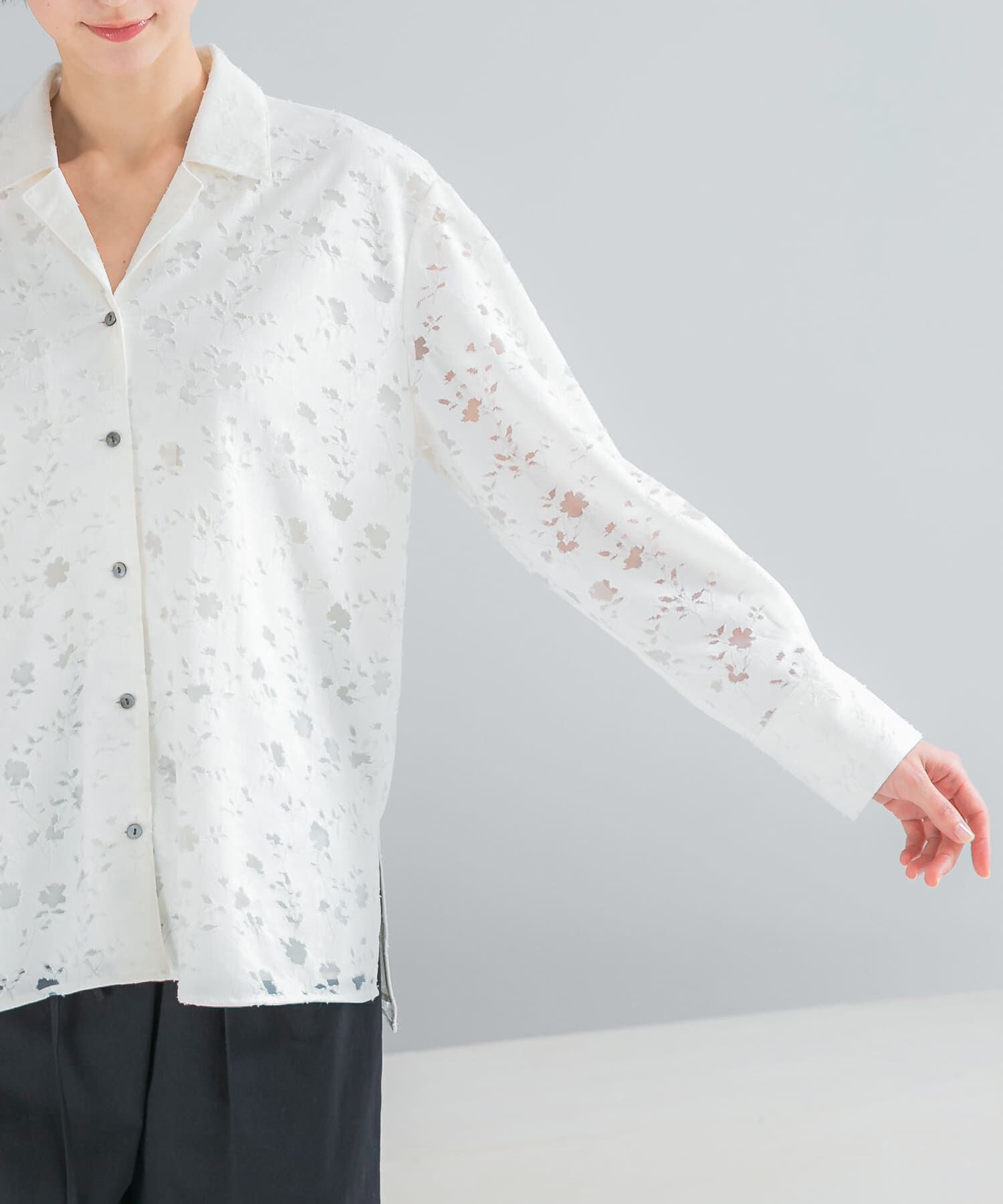 URBAN RESEARCH ROSSO「オープンカラーレースシャツ」|シャツ・ブラウス|