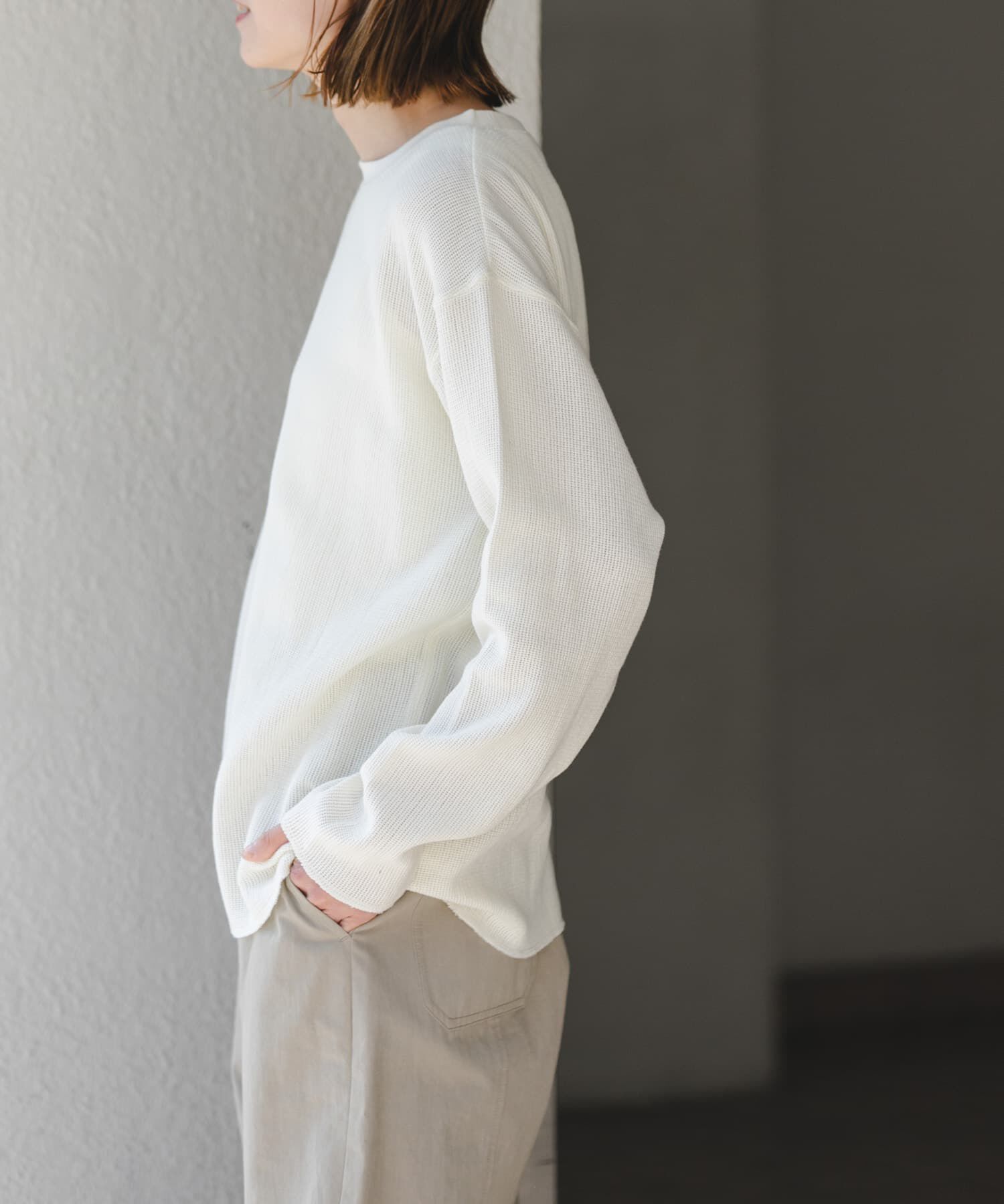 URBAN RESEARCH DOORS「FORK&SPOON　メッシュロングスリーブプルオーバー」|Tシャツ・カットソー|