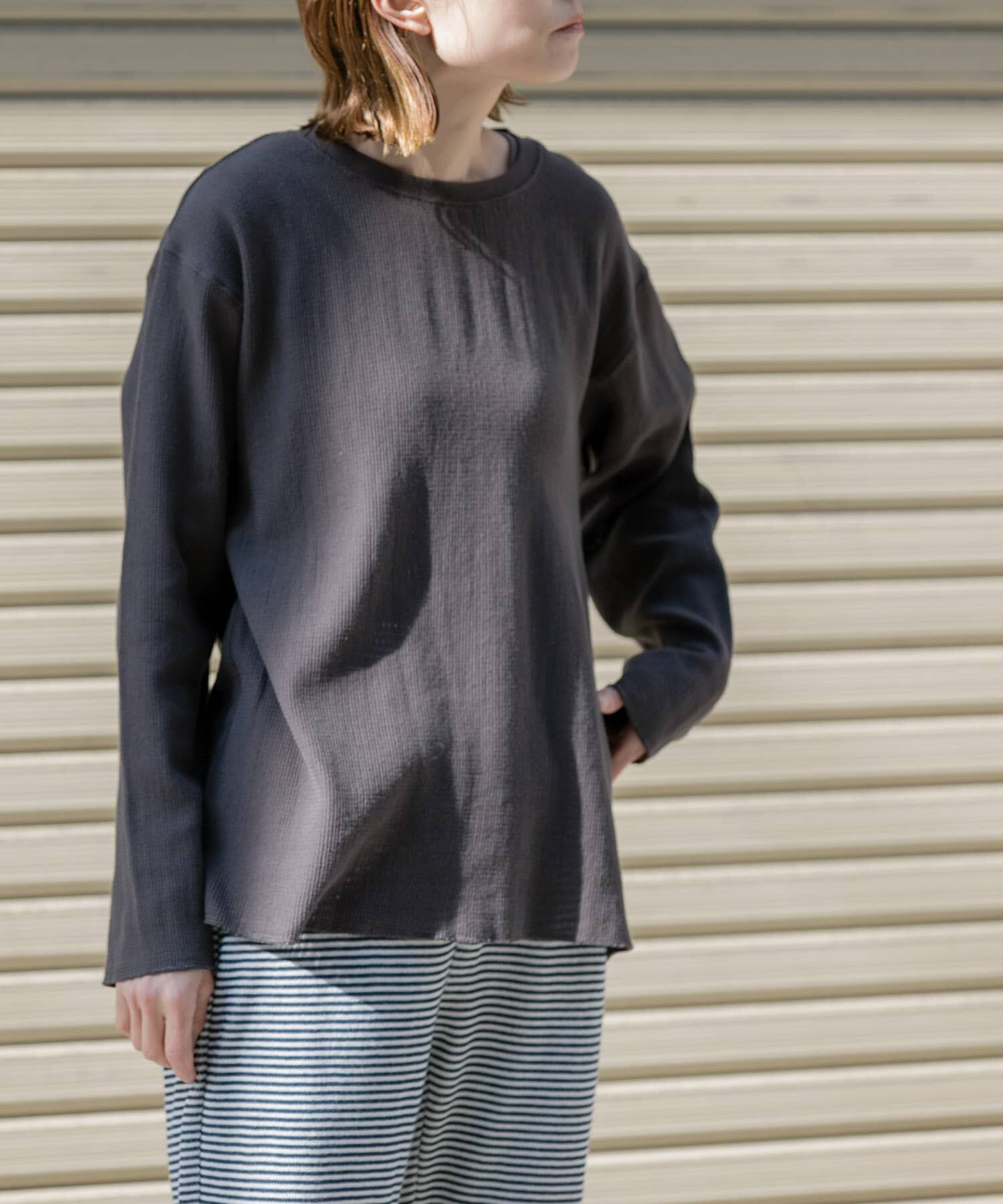 URBAN RESEARCH DOORS「FORK&SPOON　メッシュロングスリーブプルオーバー」|Tシャツ・カットソー|