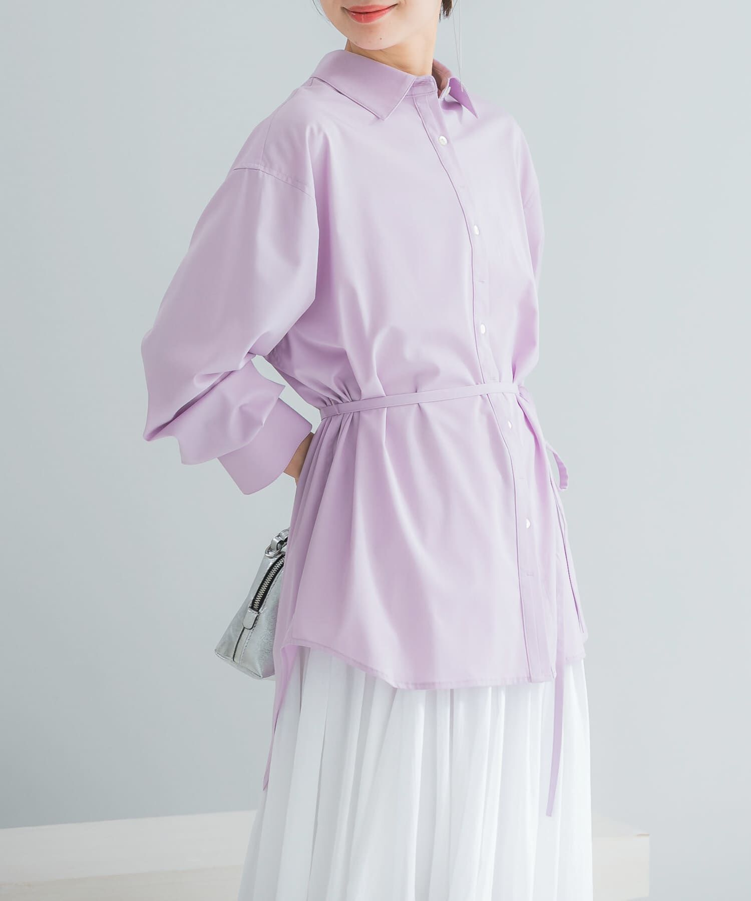 URBAN RESEARCH ROSSO「シルク混デザインカラーシャツ」|シャツ・ブラウス|パープル系その他