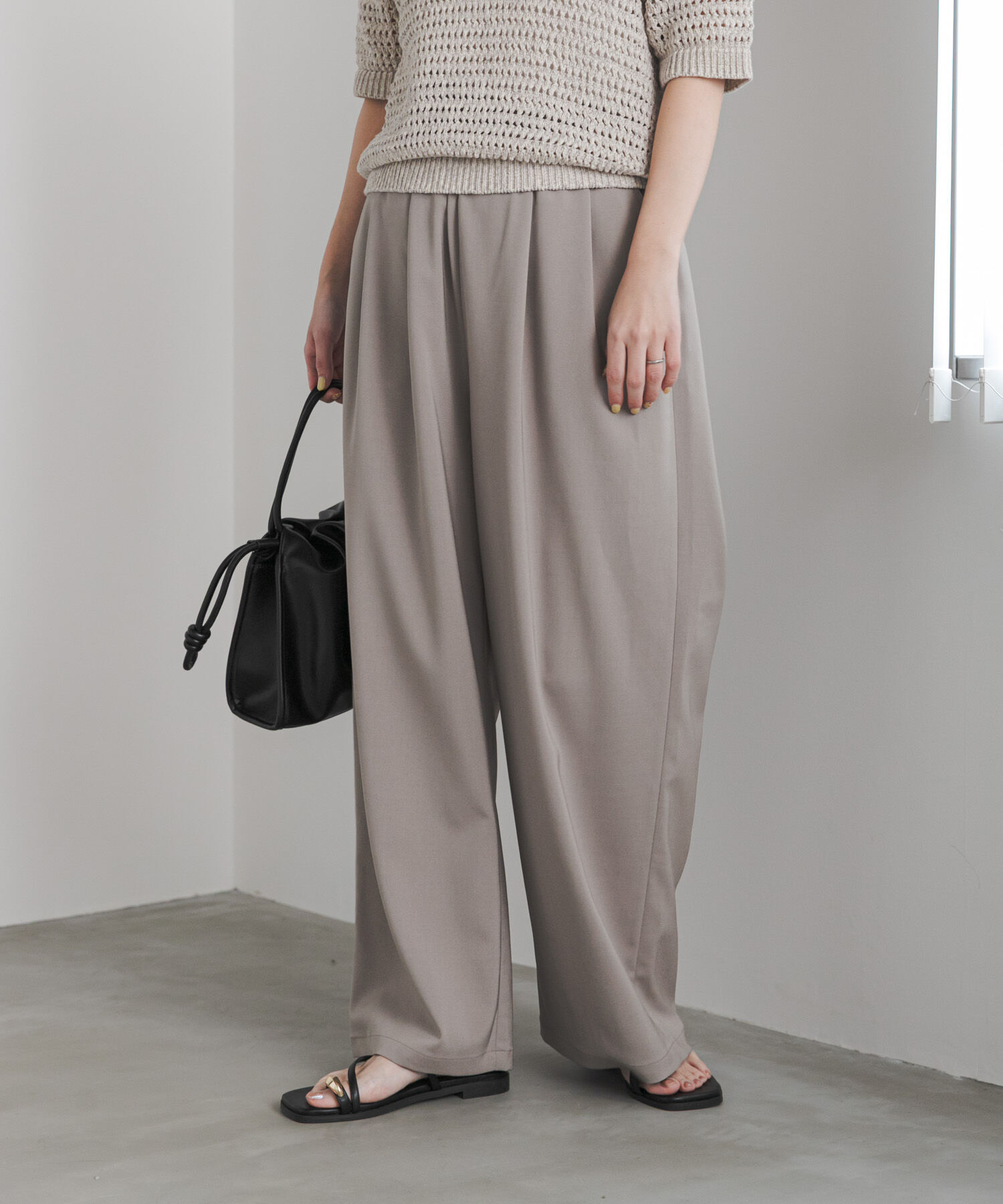 URBAN RESEARCH DOORS「『UR TECH』完声/涼ギャザーワイドパンツ」|その他|ベージュ