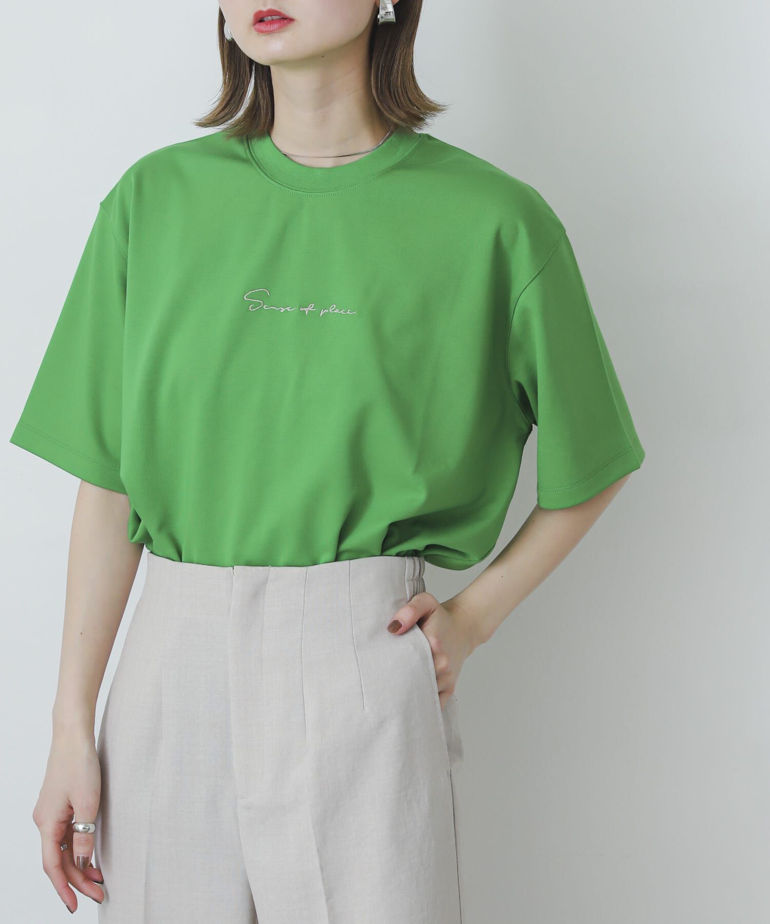 SENSE OF PLACE by URBAN RESEARCH「シシュウポンチTシャツ(5分袖)」|Tシャツ・カットソー|