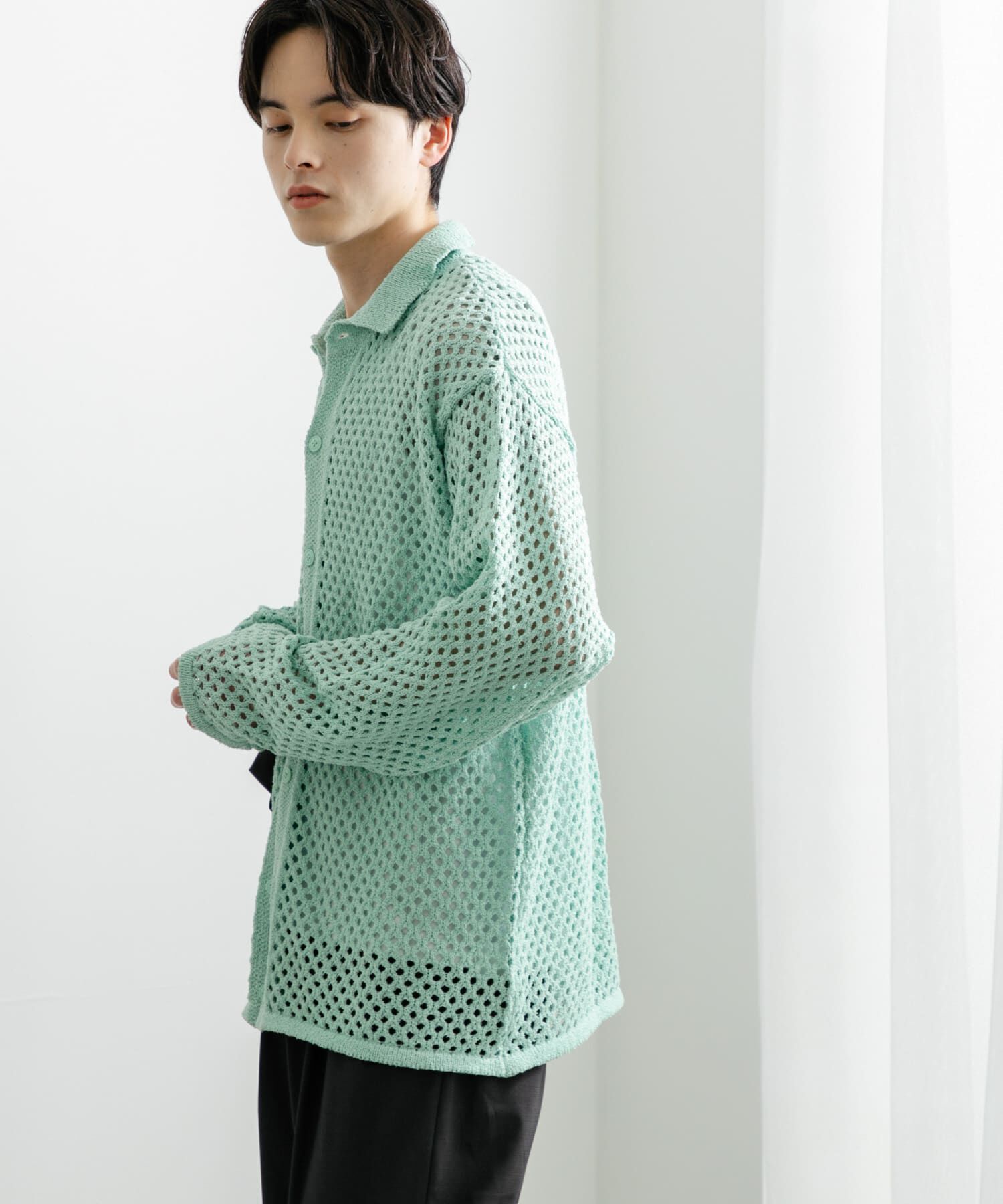 SENSE OF PLACE by URBAN RESEARCH「『ユニセックス』メッシュ衿付きカーディガン」|カーディガン|