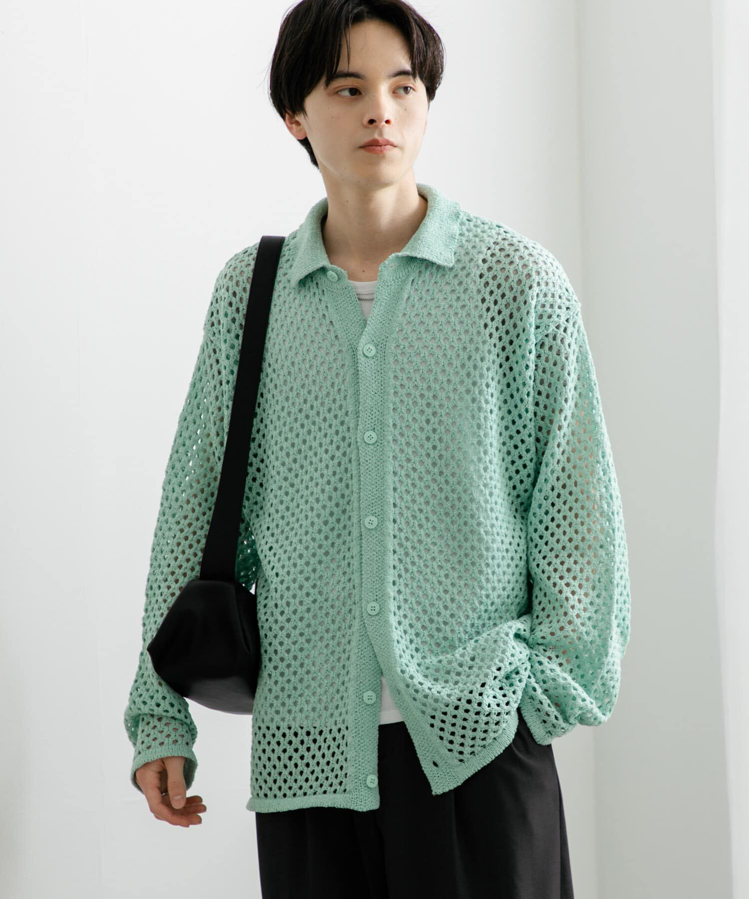 SENSE OF PLACE by URBAN RESEARCH「『ユニセックス』メッシュ衿付きカーディガン」|カーディガン|