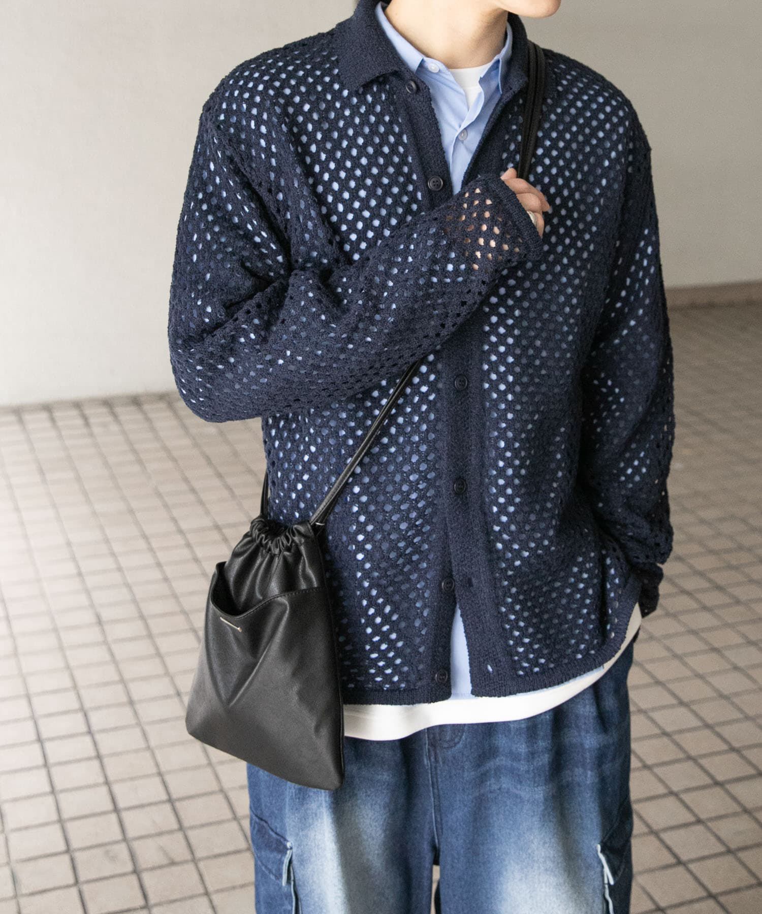 SENSE OF PLACE by URBAN RESEARCH「『ユニセックス』メッシュ衿付きカーディガン」|カーディガン|