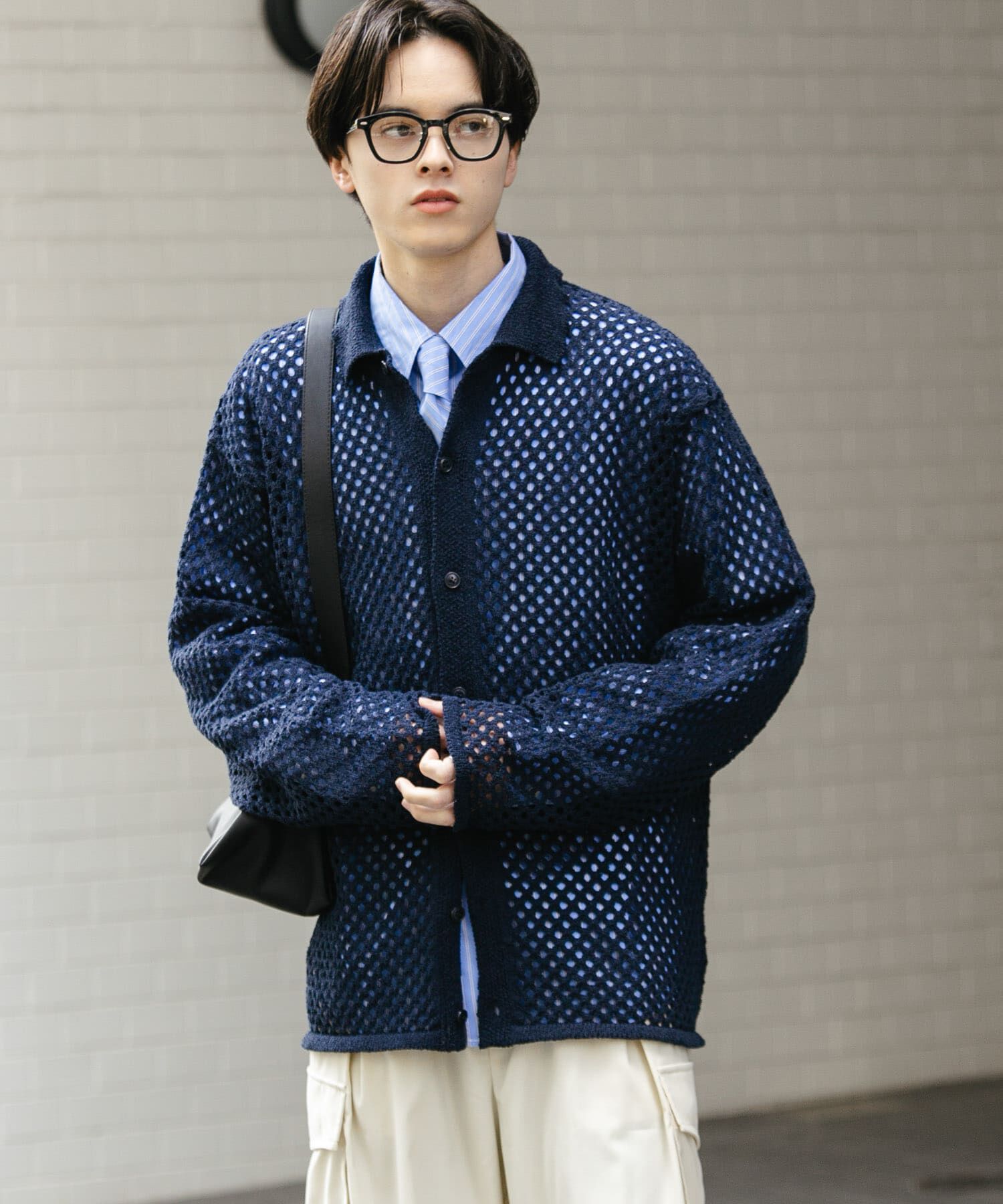 SENSE OF PLACE by URBAN RESEARCH「『ユニセックス』メッシュ衿付きカーディガン」|カーディガン|