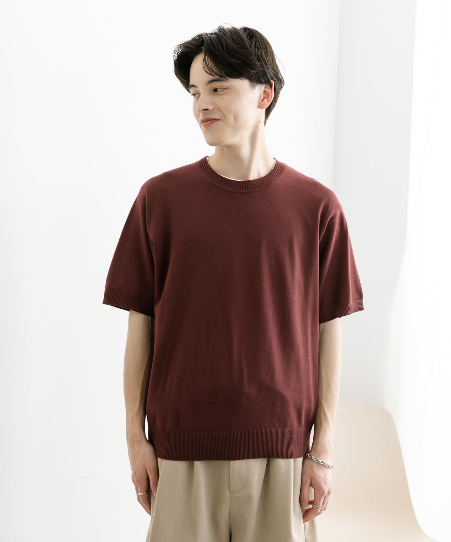SENSE OF PLACE by URBAN RESEARCH「クルーネックニットショートスリーブTシャツ」|ニット・セーター|
