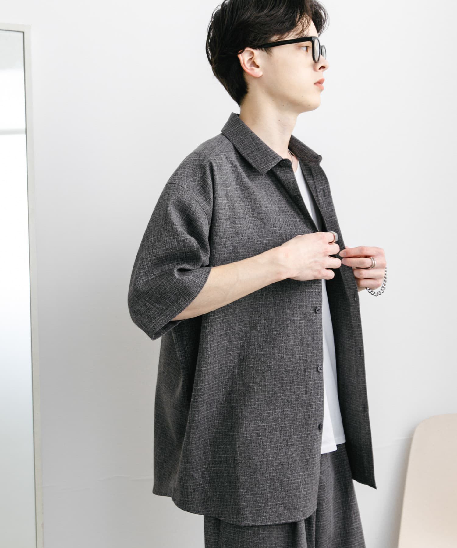 SENSE OF PLACE by URBAN RESEARCH「メランジレギュラーカラーショートスリーブシャツ」|シャツ・ブラウス|