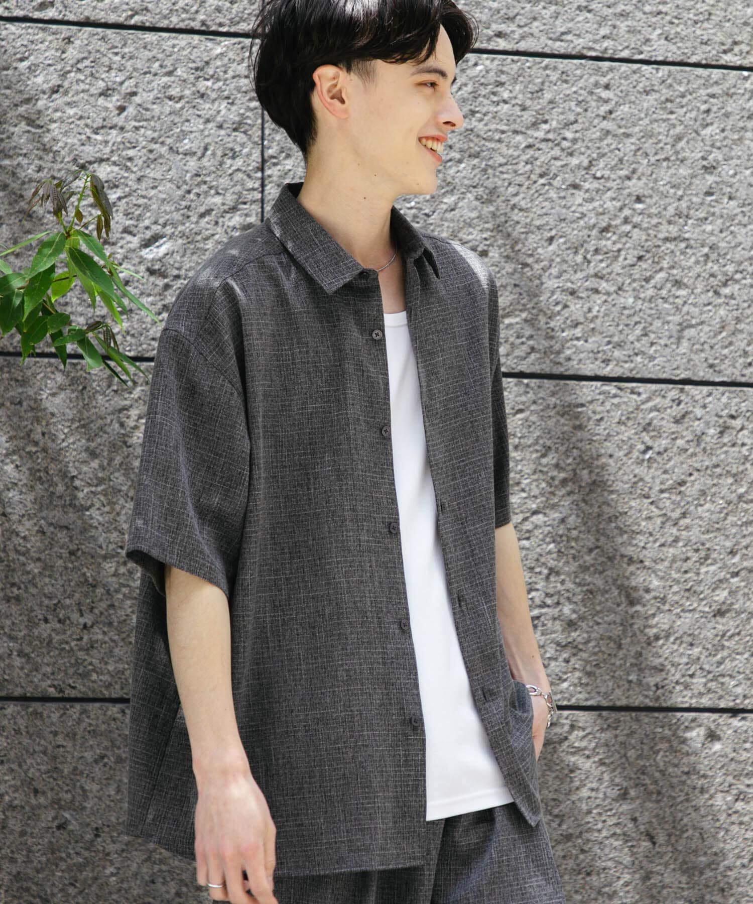 SENSE OF PLACE by URBAN RESEARCH「メランジレギュラーカラーショートスリーブシャツ」|シャツ・ブラウス|