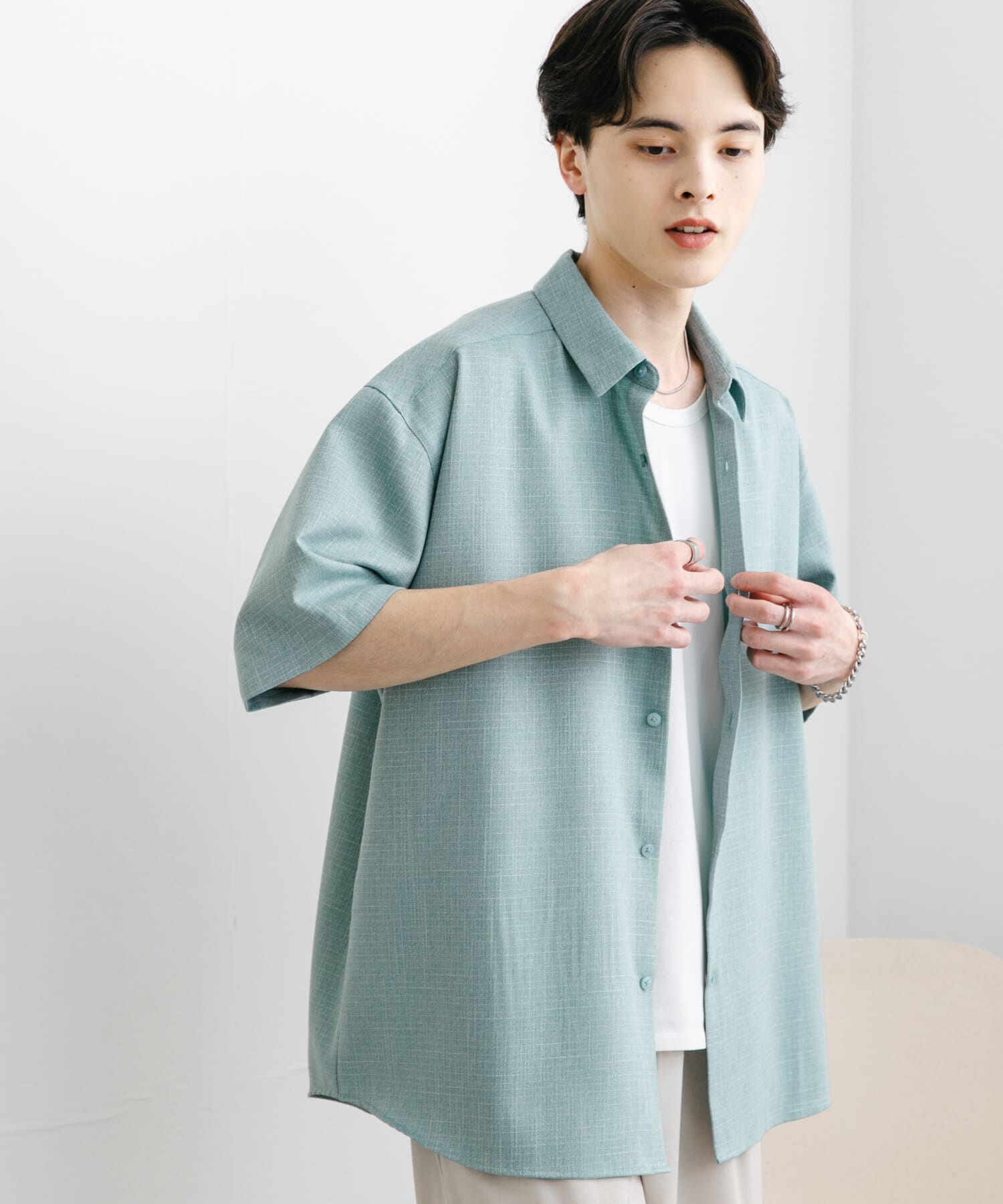 SENSE OF PLACE by URBAN RESEARCH「メランジレギュラーカラーショートスリーブシャツ」|シャツ・ブラウス|