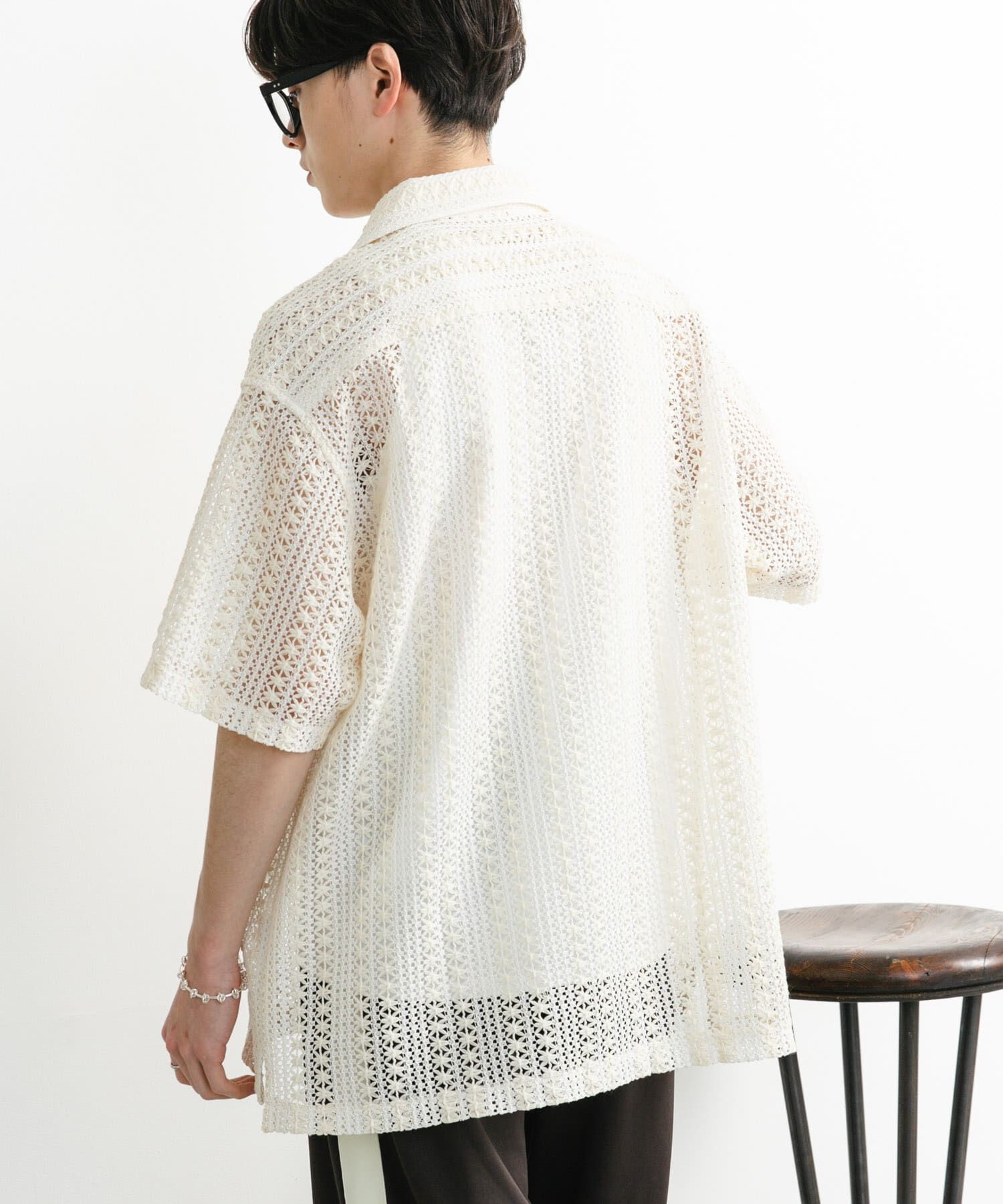 SENSE OF PLACE by URBAN RESEARCH「『ユニセックス』アソートレースオープンカラーショートスリーブシャツ」|シャツ・ブラウス|