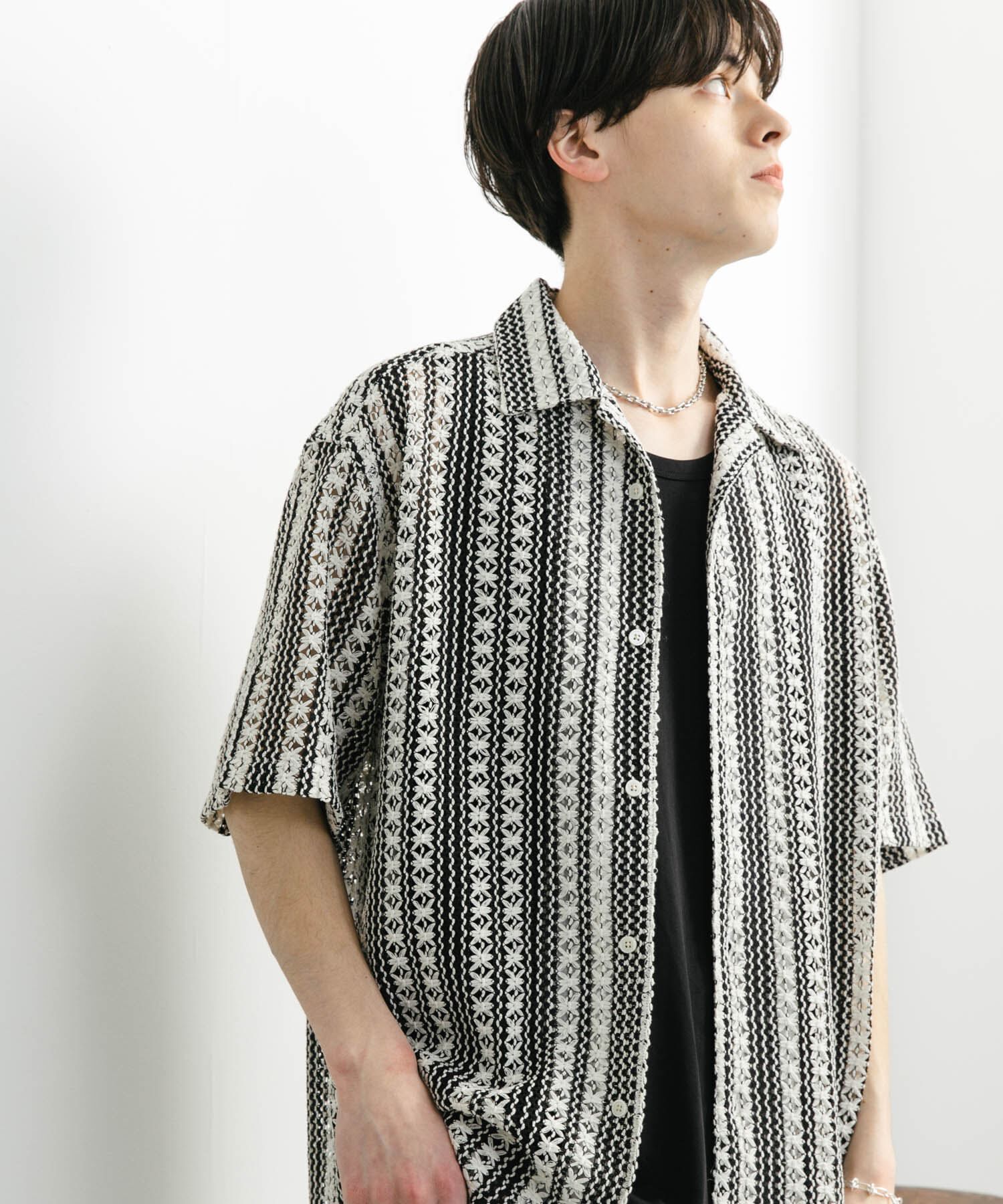 SENSE OF PLACE by URBAN RESEARCH「『ユニセックス』アソートレースオープンカラーショートスリーブシャツ」|シャツ・ブラウス|