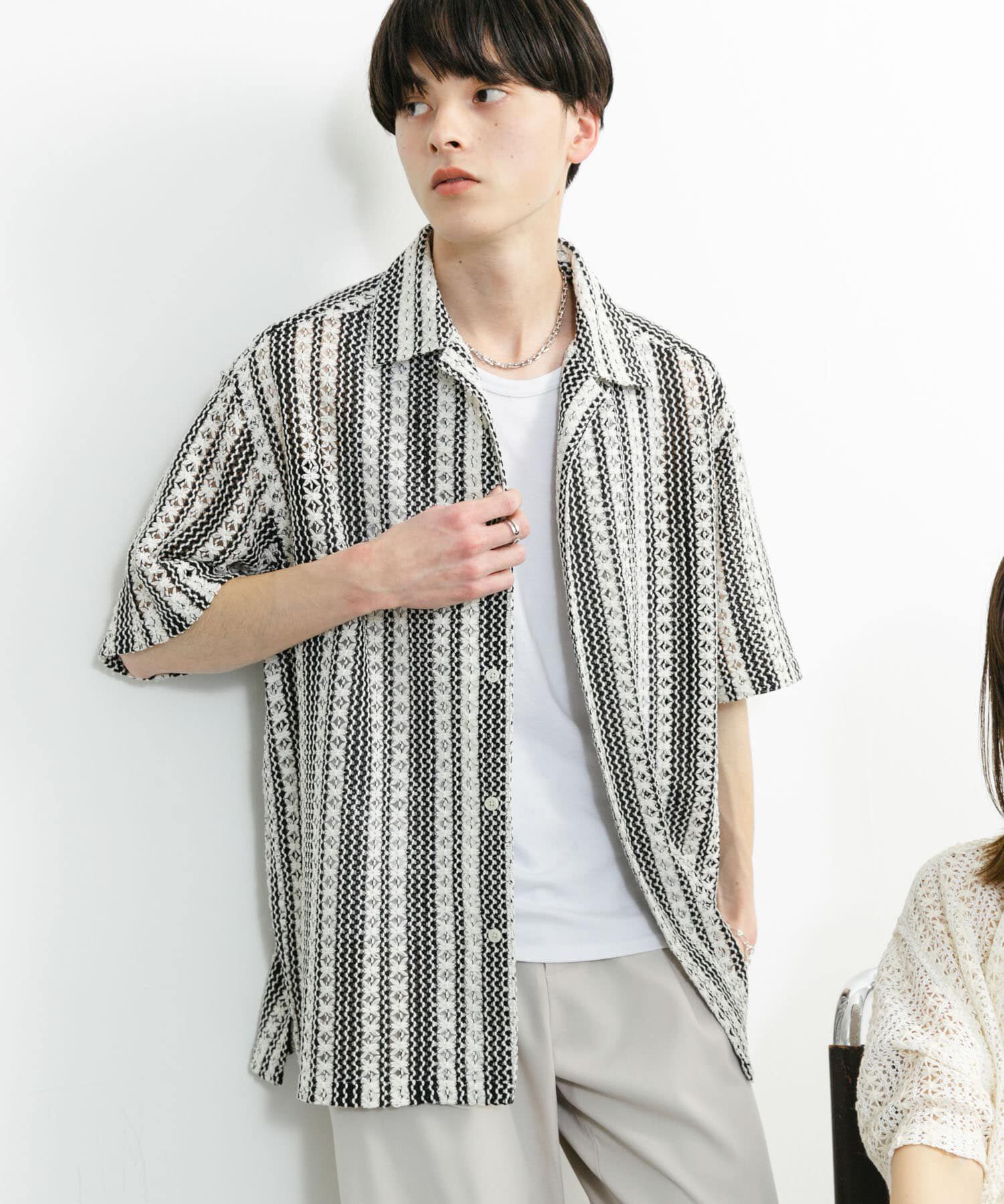 SENSE OF PLACE by URBAN RESEARCH「『ユニセックス』アソートレースオープンカラーショートスリーブシャツ」|シャツ・ブラウス|