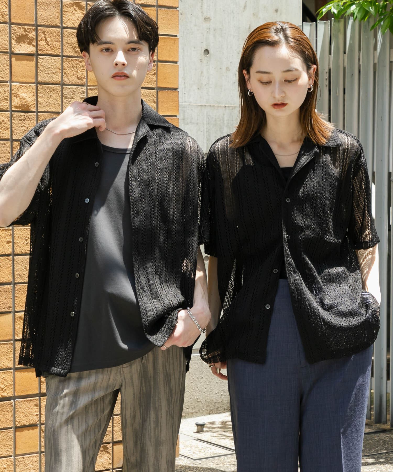 SENSE OF PLACE by URBAN RESEARCH「『ユニセックス』アソートレースオープンカラーショートスリーブシャツ」|シャツ・ブラウス|