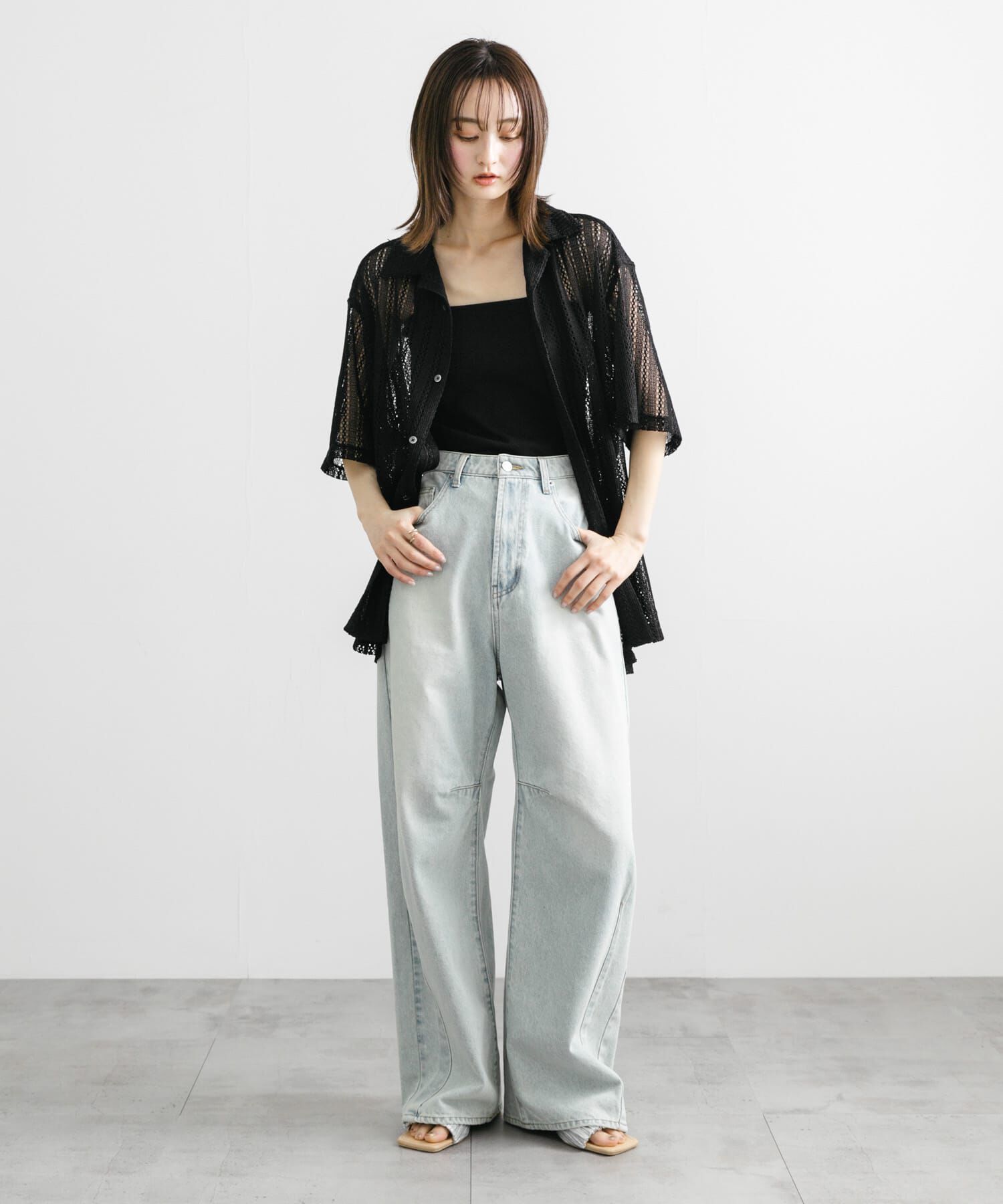 SENSE OF PLACE by URBAN RESEARCH「『ユニセックス』アソートレースオープンカラーショートスリーブシャツ」|シャツ・ブラウス|