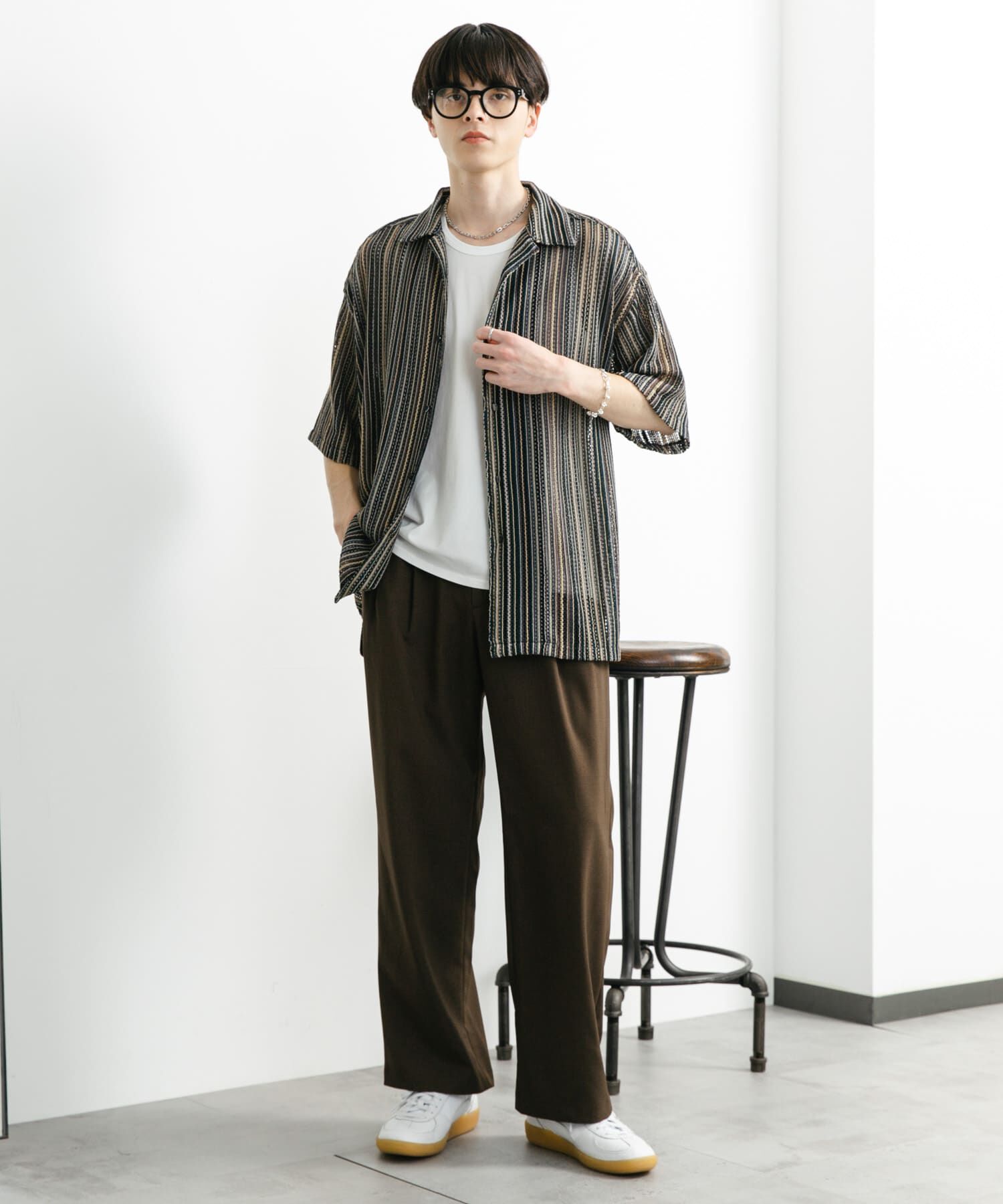 SENSE OF PLACE by URBAN RESEARCH「『ユニセックス』アソートレースオープンカラーショートスリーブシャツ」|シャツ・ブラウス|