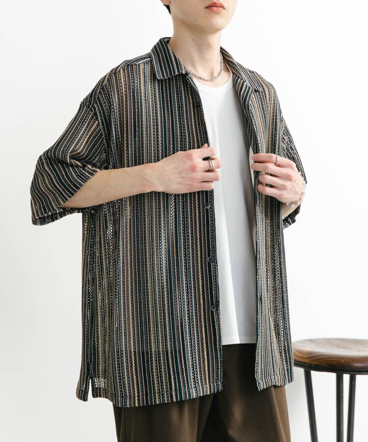 SENSE OF PLACE by URBAN RESEARCH「『ユニセックス』アソートレースオープンカラーショートスリーブシャツ」|シャツ・ブラウス|