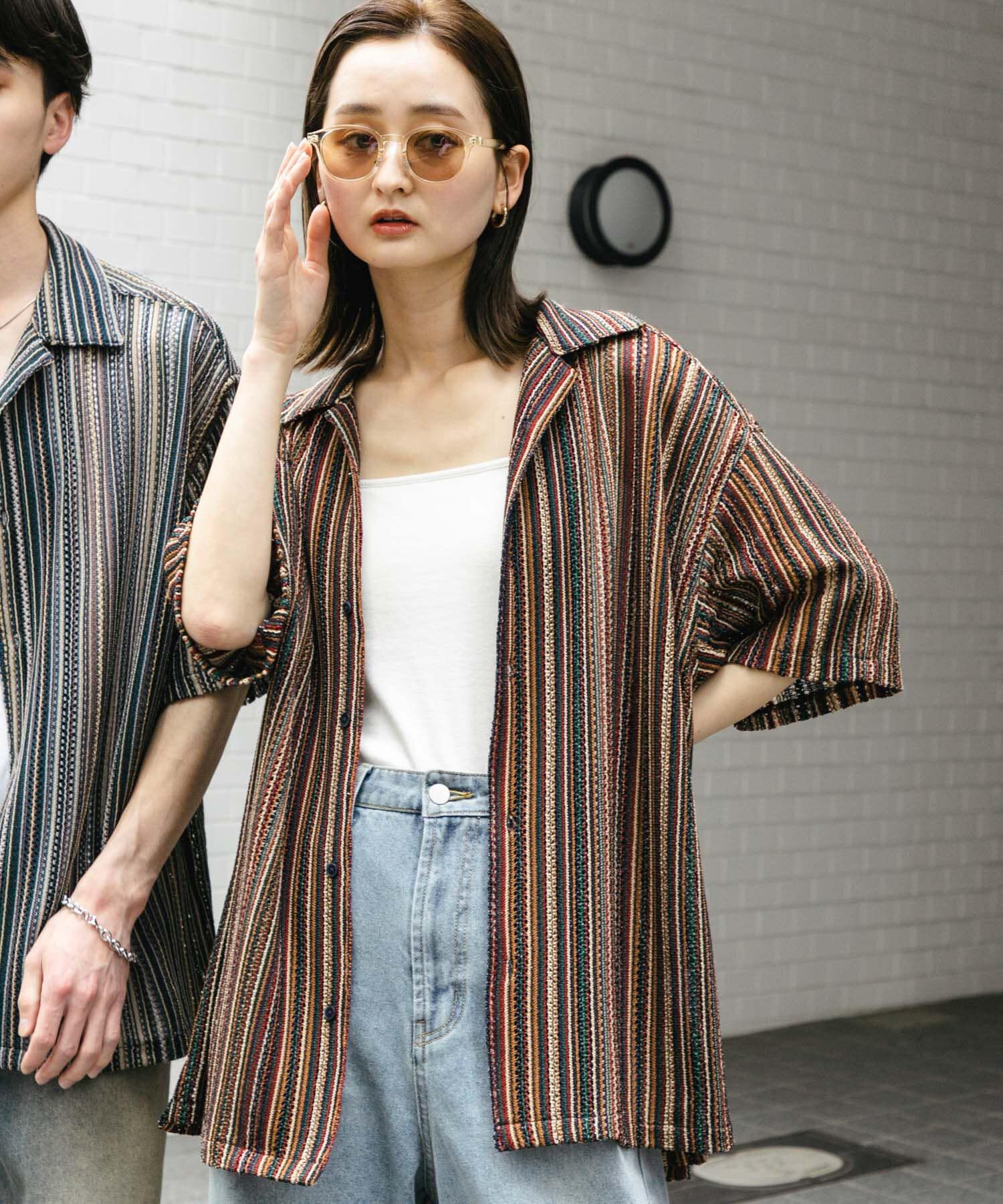 SENSE OF PLACE by URBAN RESEARCH「『ユニセックス』アソートレースオープンカラーショートスリーブシャツ」|シャツ・ブラウス|