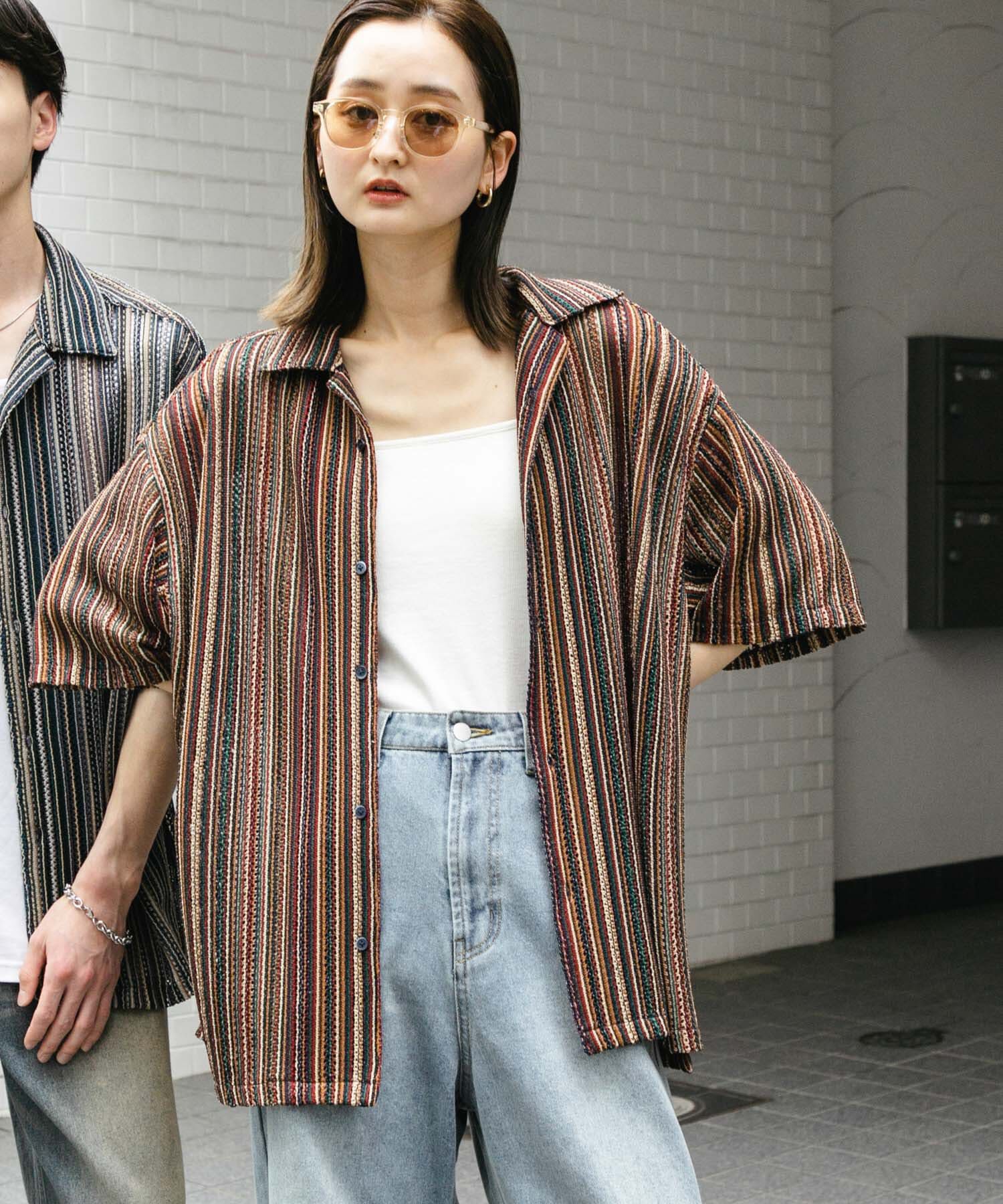 SENSE OF PLACE by URBAN RESEARCH「『ユニセックス』アソートレースオープンカラーショートスリーブシャツ」|シャツ・ブラウス|