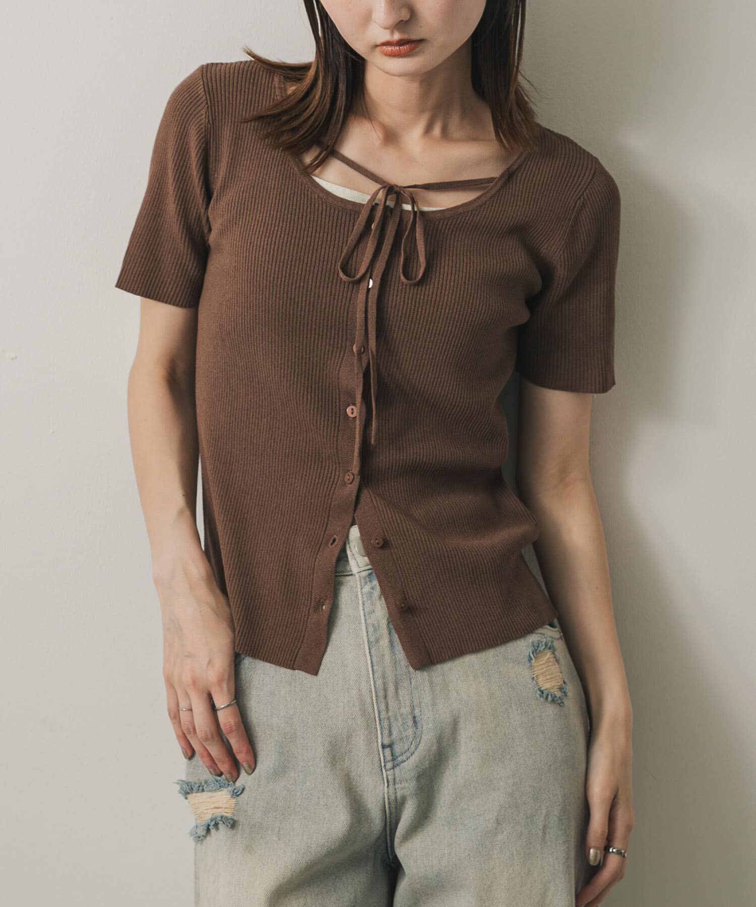 SENSE OF PLACE by URBAN RESEARCH「アレンジコードコンパクトセーター」|ニット・セーター|モカ