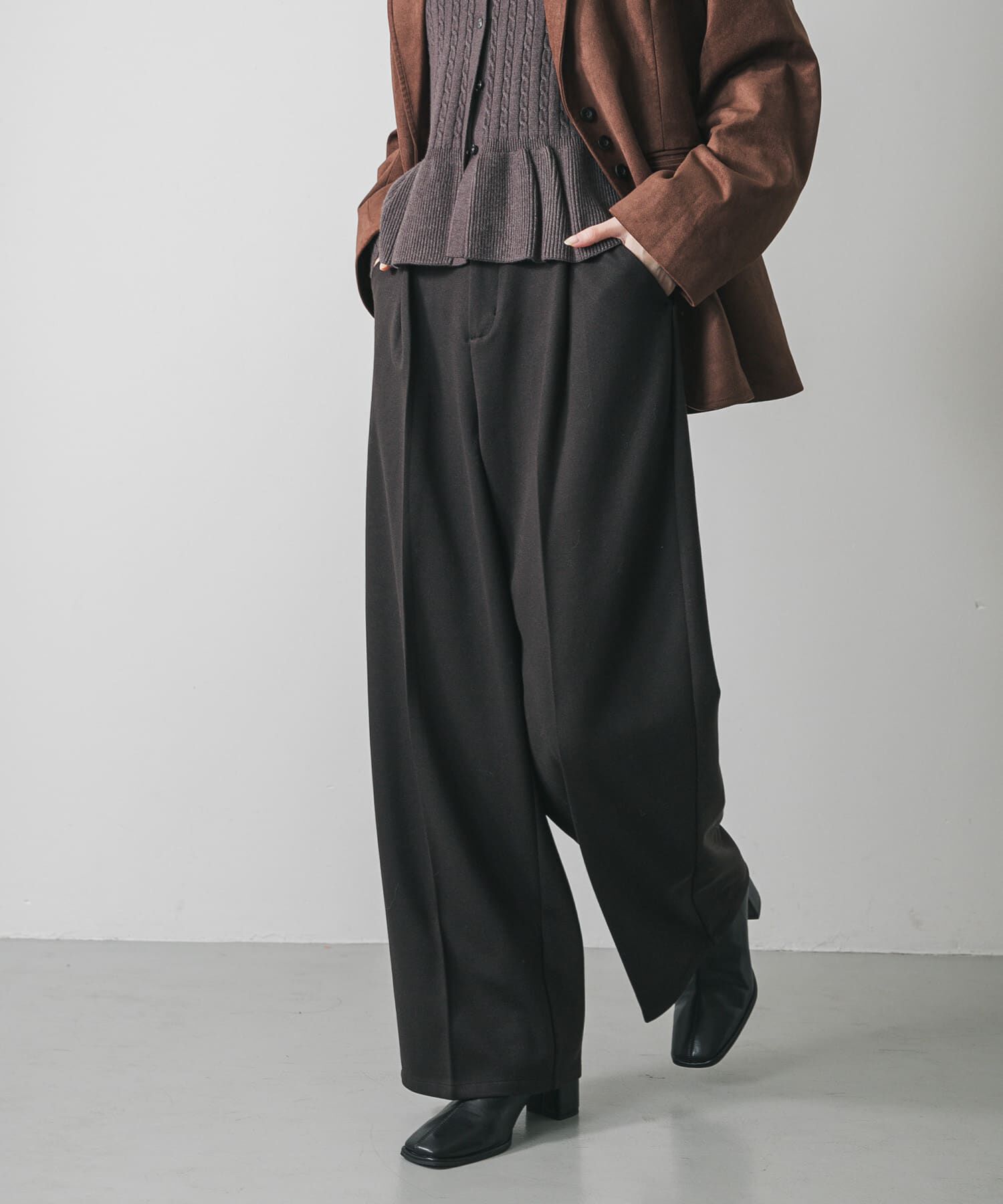 SENSE OF PLACE by URBAN RESEARCH「『BLACK, TALLサイズ/WEB限定』ジャージーストレートスラックス」|その他|