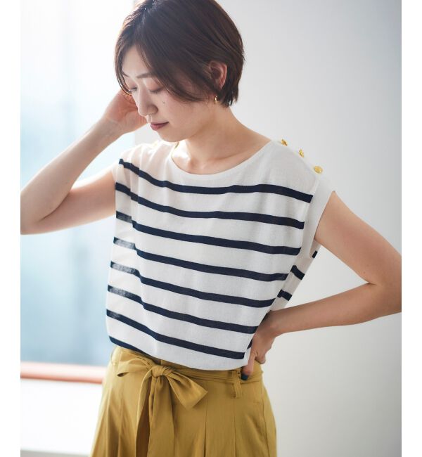 le.coeur blanc「ショルダーボタンフレンチニット」|ニット・セーター|