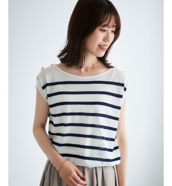 le.coeur blanc「ショルダーボタンフレンチニット」|ニット・セーター|