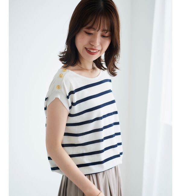 le.coeur blanc「ショルダーボタンフレンチニット」|ニット・セーター|