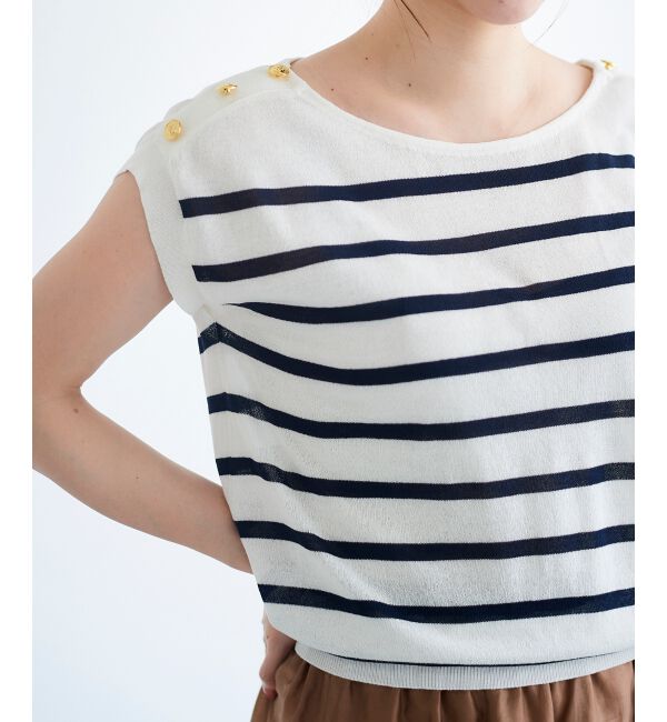 le.coeur blanc「ショルダーボタンフレンチニット」|ニット・セーター|