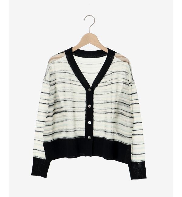 le.coeur blanc「《手洗い可能》マルチボーダーシアーカーディガン」|カーディガン|