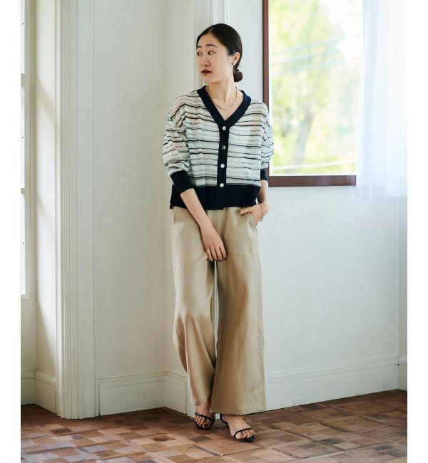 le.coeur blanc「《手洗い可能》マルチボーダーシアーカーディガン」|カーディガン|