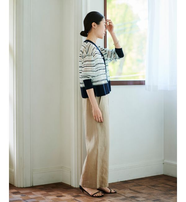 le.coeur blanc「《手洗い可能》マルチボーダーシアーカーディガン」|カーディガン|