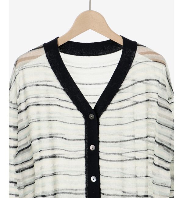 le.coeur blanc「《手洗い可能》マルチボーダーシアーカーディガン」|カーディガン|