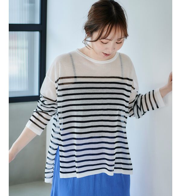 le.coeur blanc「《手洗い可能》シアーニットプルオーバー」|ニット・セーター|