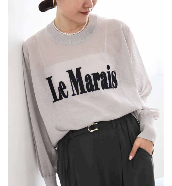 le.coeur blanc「シアー刺繍ロゴニット」|ニット・セーター|L／グレー