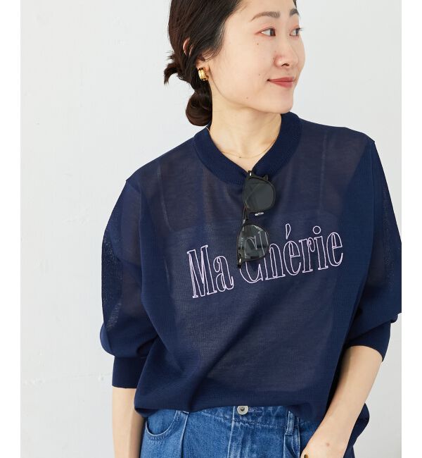 le.coeur blanc「シアー刺繍ロゴニットプルオーバー」|ニット・セーター|